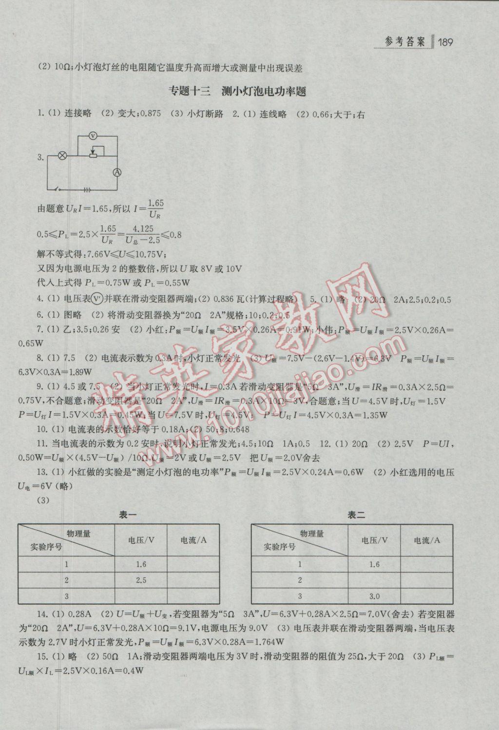 2017年上海中考總動員物理基礎訓練版 參考答案第19頁