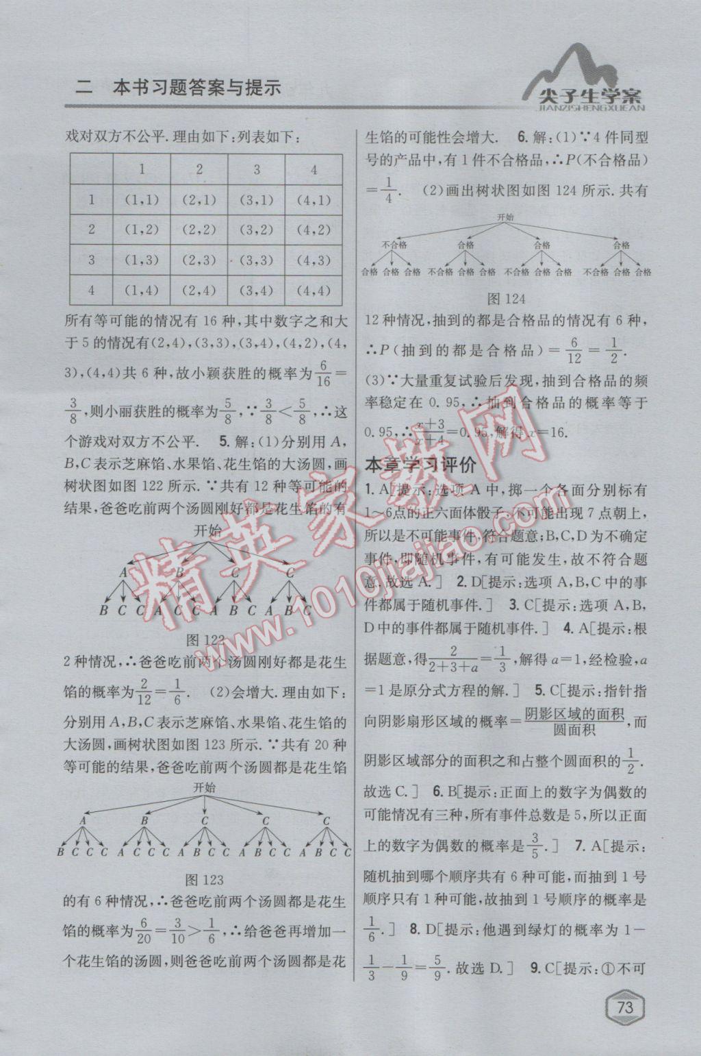 2017年尖子生学案九年级数学下册沪科版 参考答案第40页