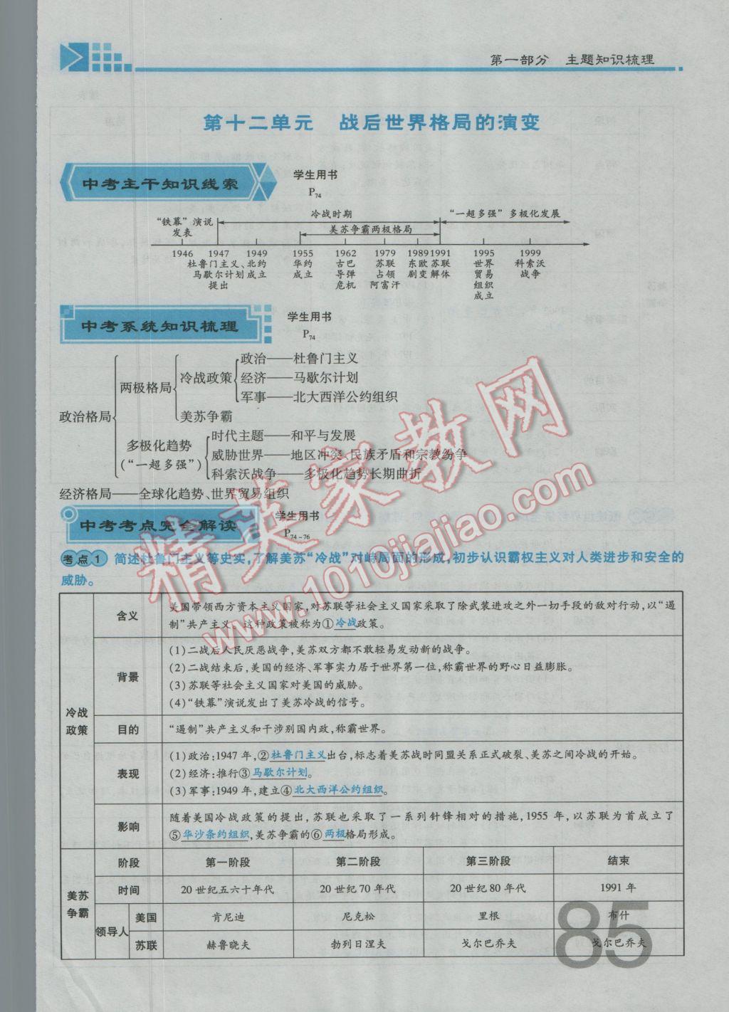 2017年金牌教练赢在燕赵初中总复习历史河北中考专用 第一部分主题二参考答案第145页