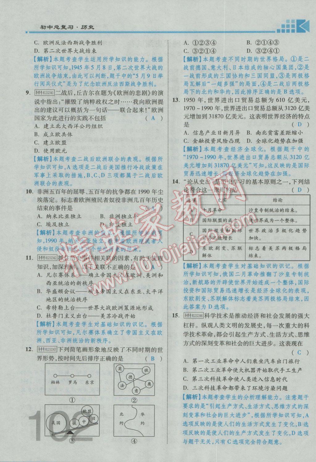 2017年金牌教练赢在燕赵初中总复习历史河北中考专用 第一部分主题二参考答案第162页