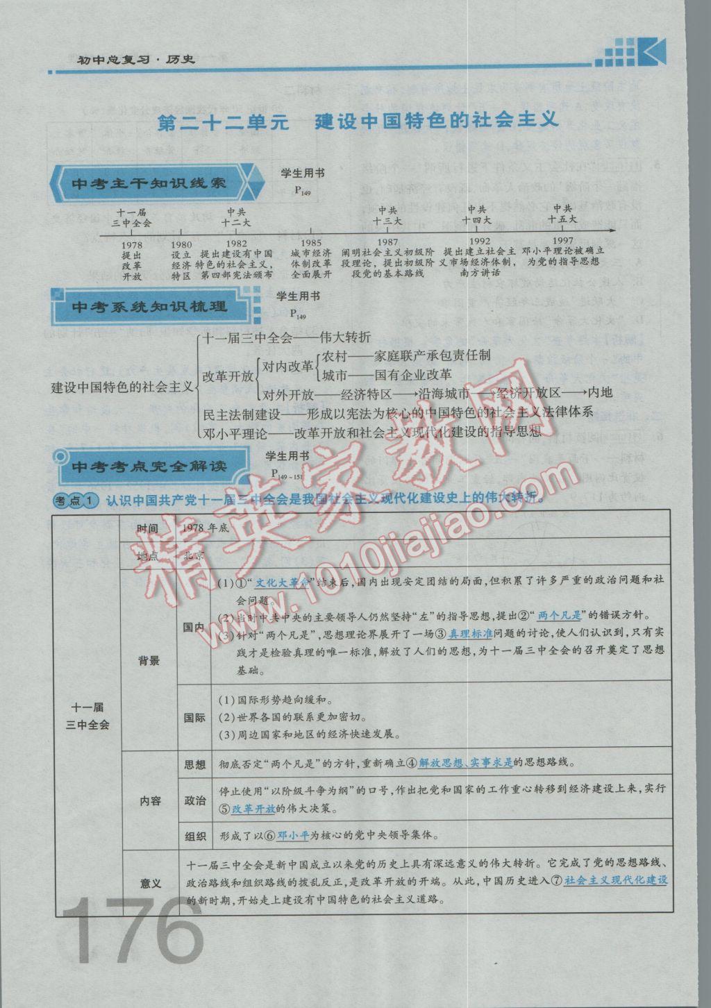 2017年金牌教练赢在燕赵初中总复习历史河北中考专用 第一部分主题四参考答案第180页