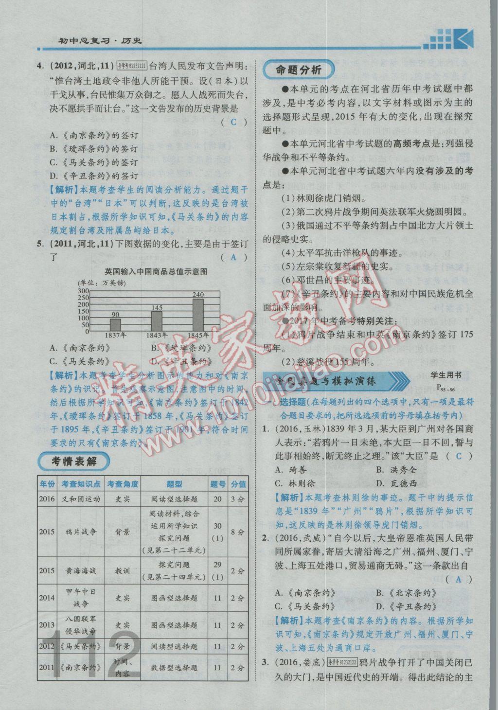 2017年金牌教練贏在燕趙初中總復(fù)習(xí)歷史河北中考專用 第一部分主題三參考答案第55頁