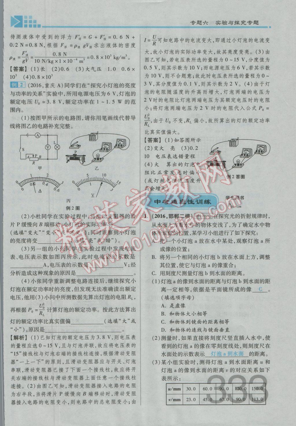 2017年金牌教练赢在燕赵初中总复习物理河北中考专用 热点专题突破参考答案第27页