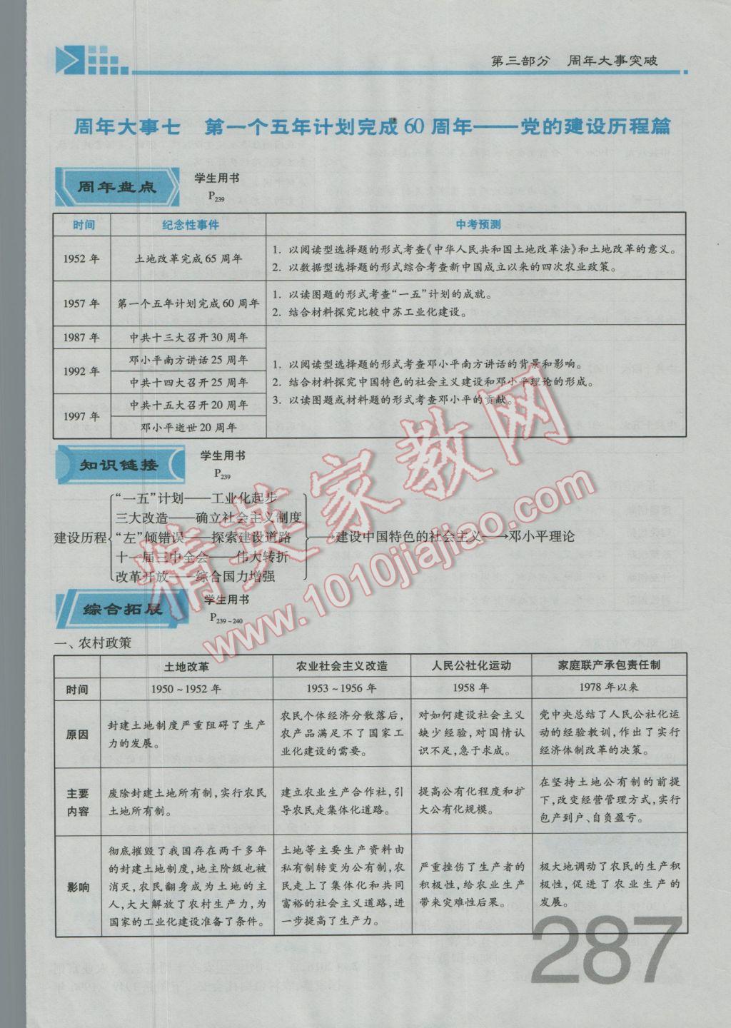 2017年金牌教练赢在燕赵初中总复习历史河北中考专用 第三部分参考答案第245页