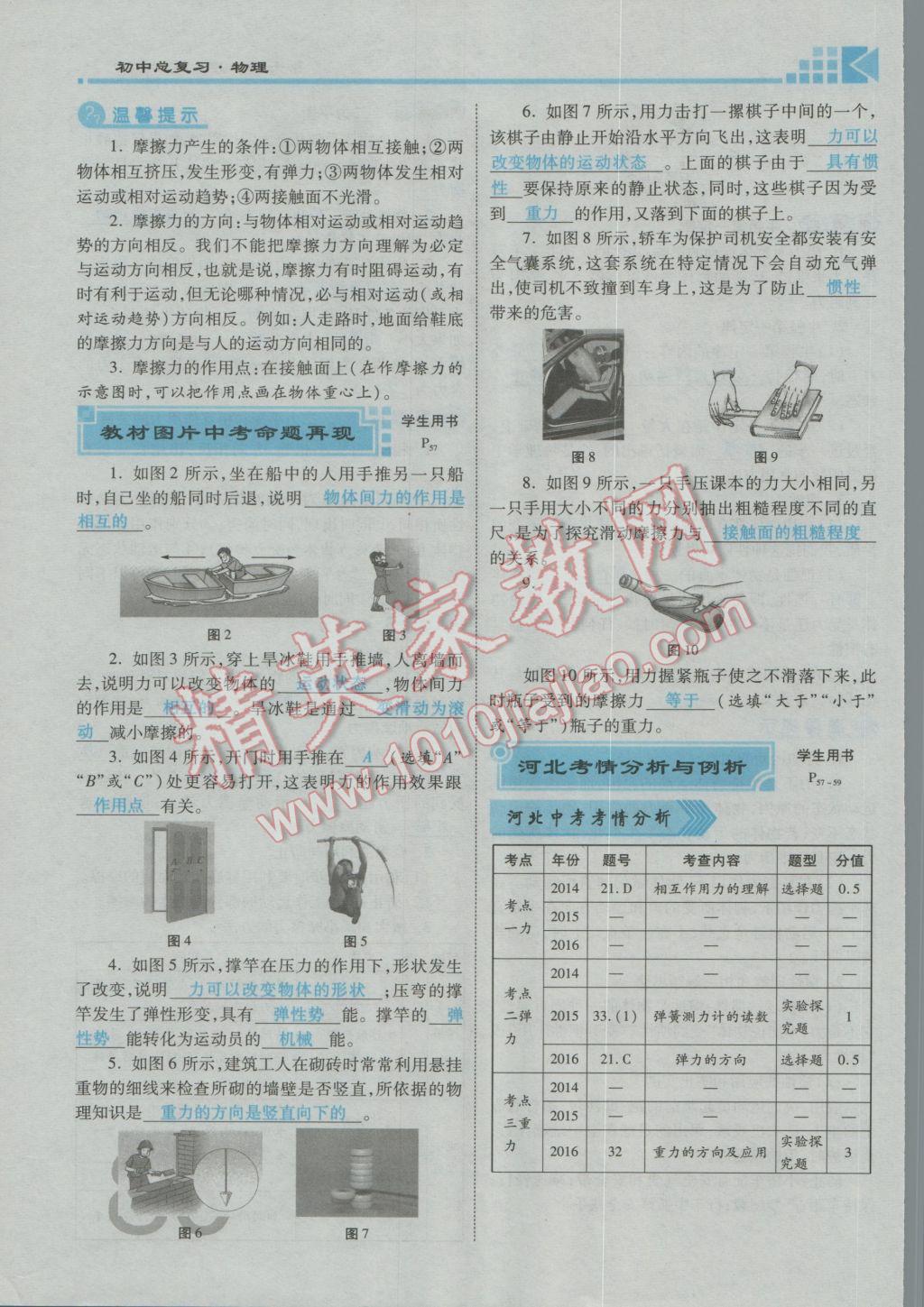 2017年金牌教练赢在燕赵初中总复习物理河北中考专用 第五讲到第八讲参考答案第187页