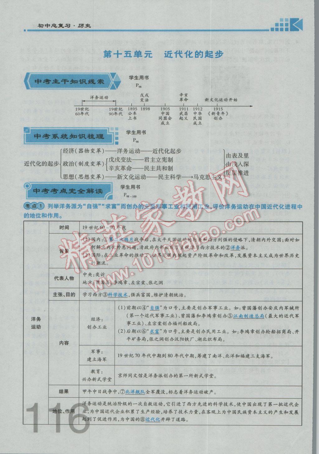 2017年金牌教练赢在燕赵初中总复习历史河北中考专用 第一部分主题三参考答案第59页