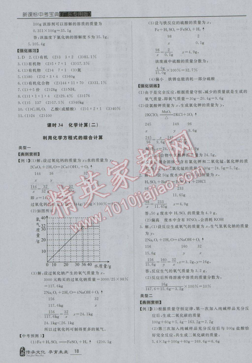 2017年中考寶典化學(xué)廣東專用版 參考答案第18頁