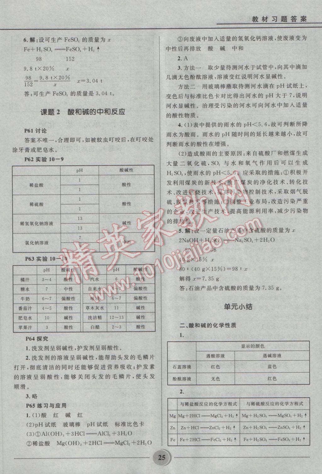 2017年奪冠百分百初中精講精練九年級化學(xué)下冊人教版 參考答案第25頁