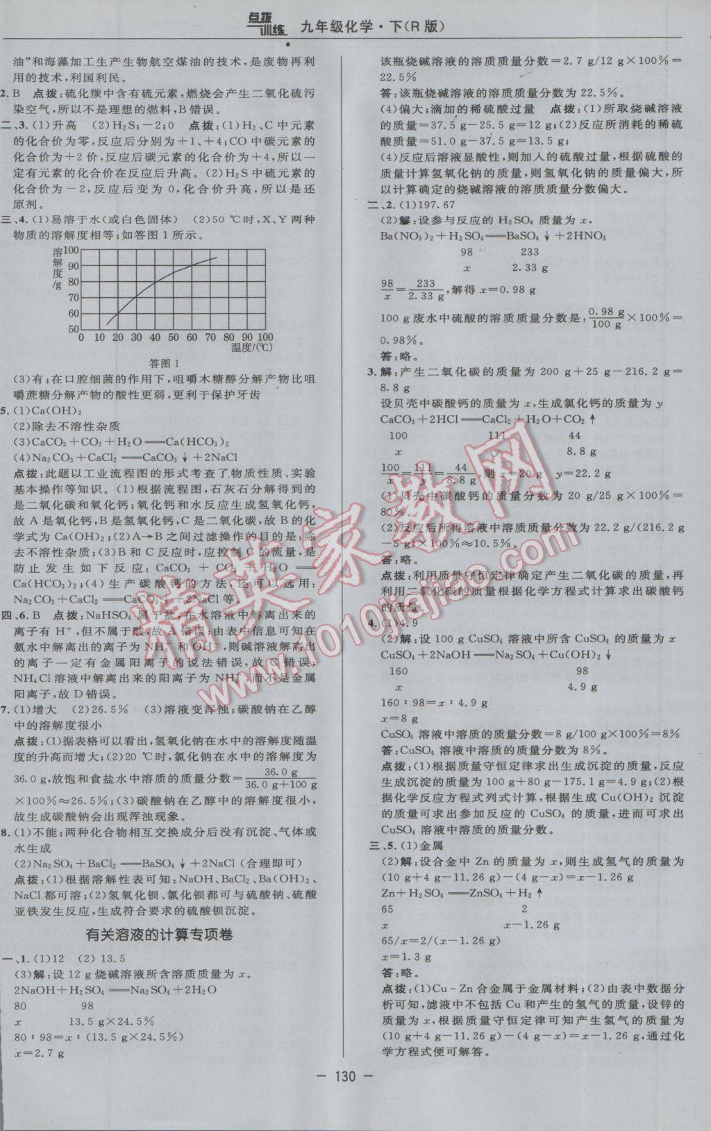 2017年點撥訓練九年級化學下冊人教版 參考答案第12頁