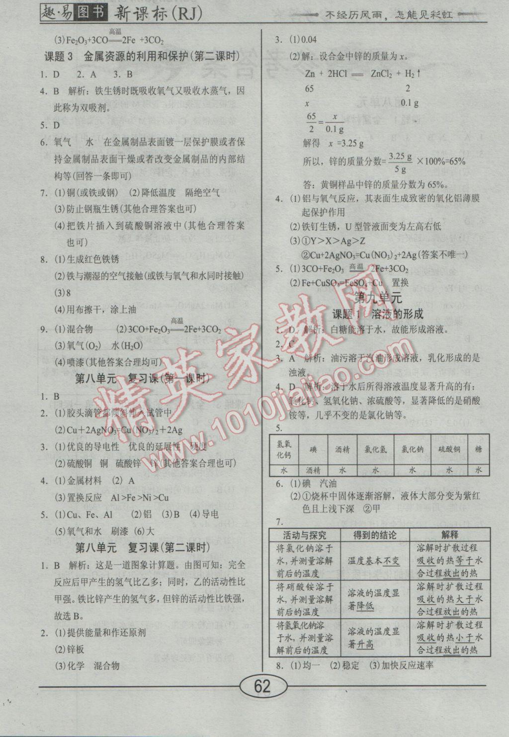 2017年學考2加1九年級化學下冊人教版 隨堂10分鐘答案第15頁