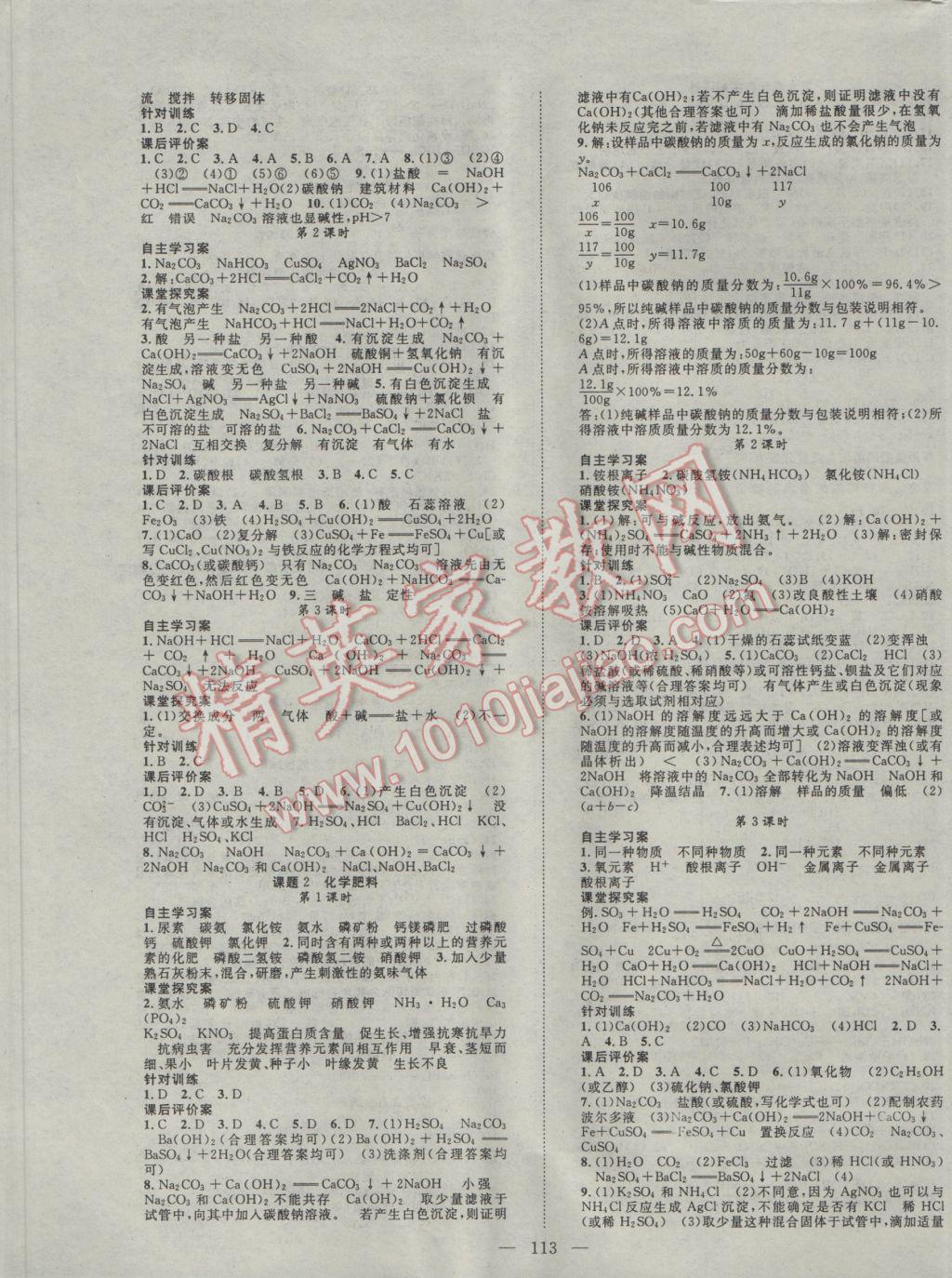 2017年名師課堂導(dǎo)學(xué)案九年級(jí)化學(xué)下冊(cè) 參考答案第5頁