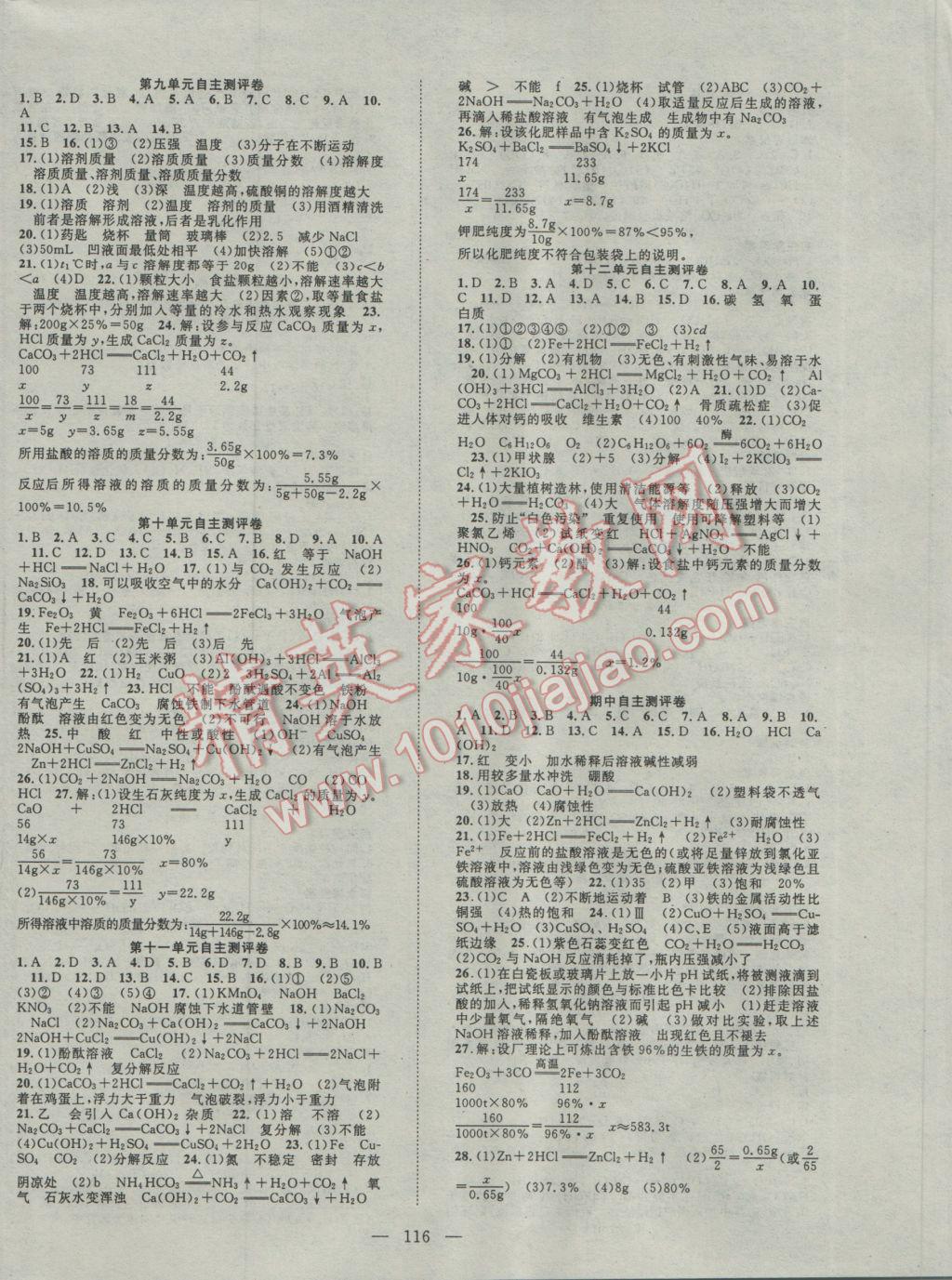 2017年名師課堂導(dǎo)學(xué)案九年級(jí)化學(xué)下冊(cè) 參考答案第8頁(yè)