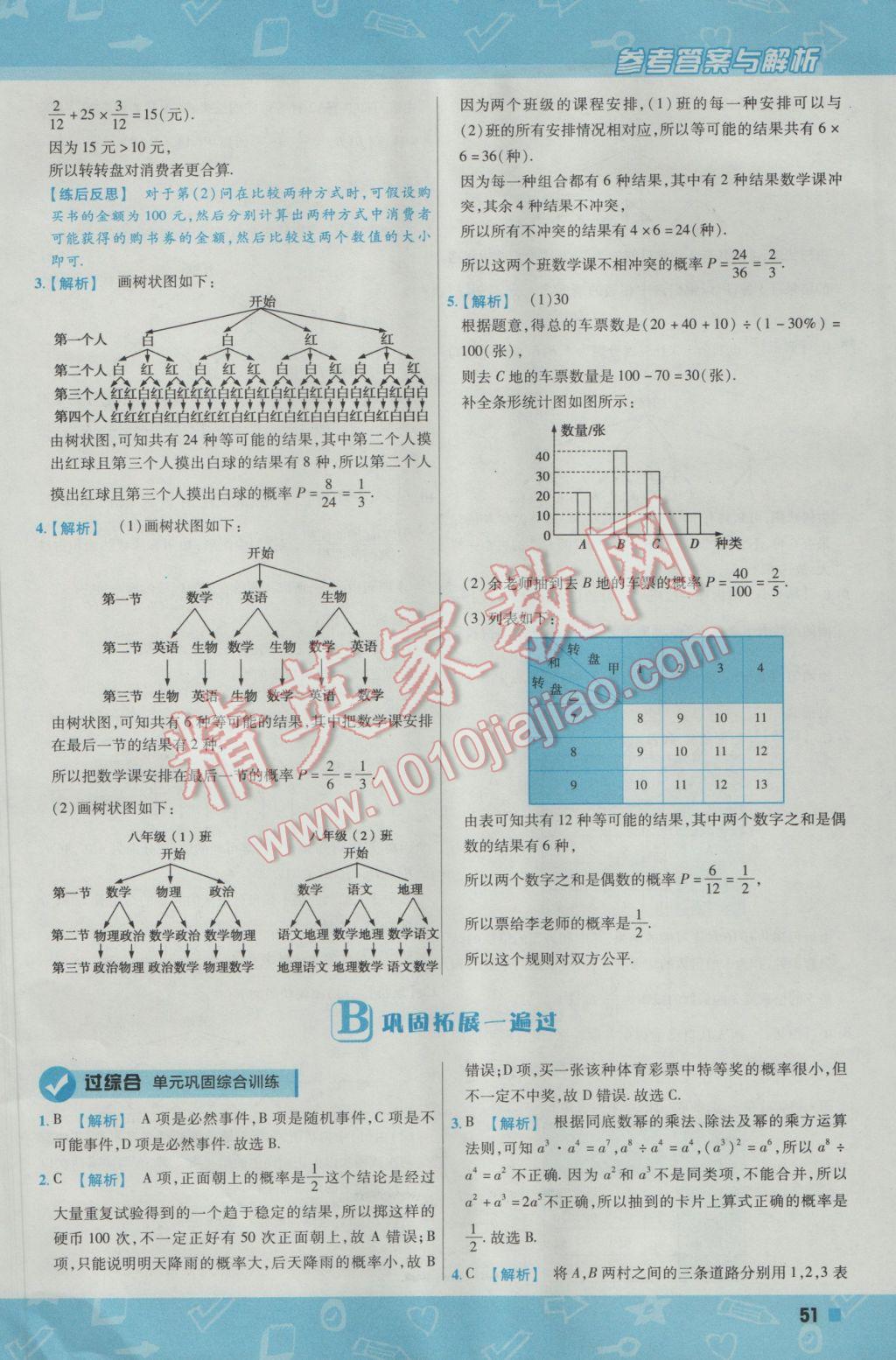 2017年一遍過初中數(shù)學(xué)九年級下冊滬科版 參考答案第51頁