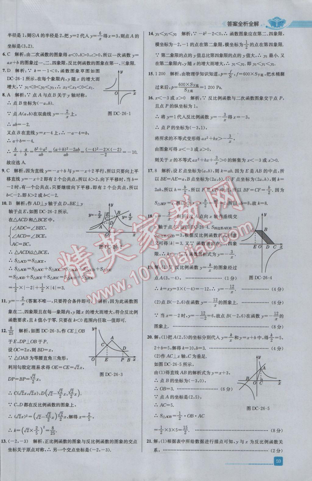 2017年中学教材全练九年级数学下册人教版 参考答案第23页