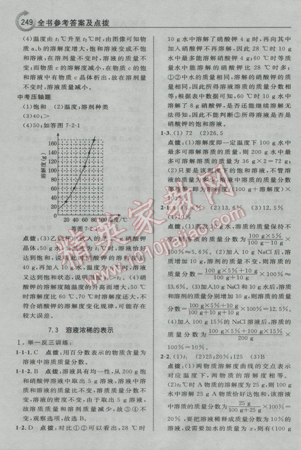 2017年特高級教師點撥九年級化學下冊科學版 參考答案第19頁