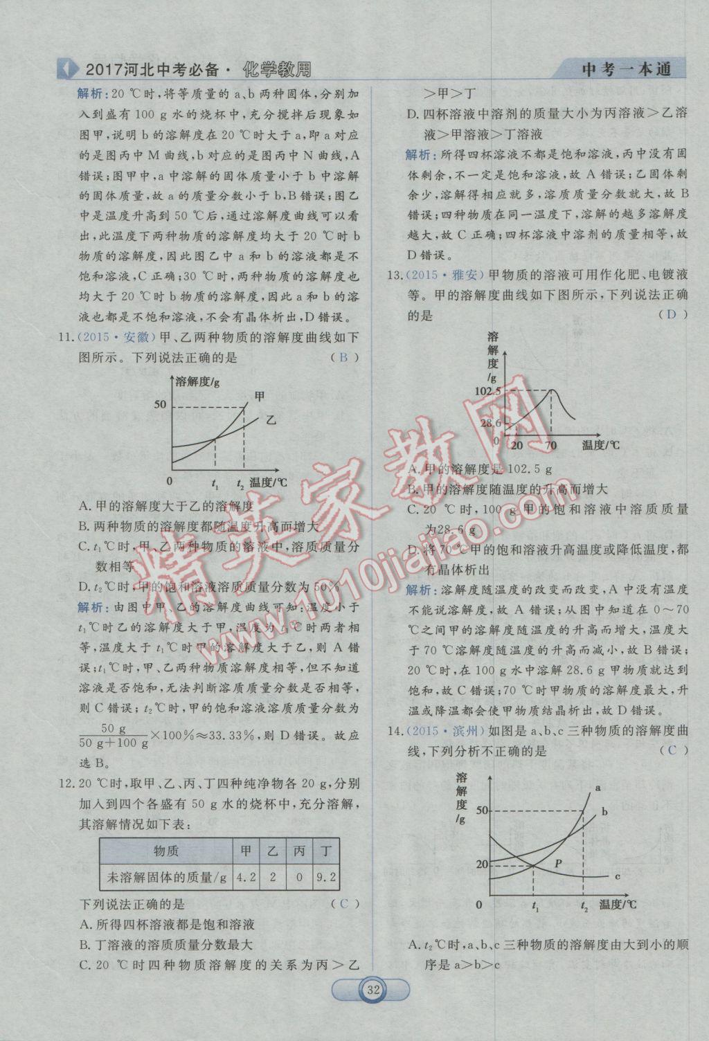 2017年中考一本通化學(xué)河北專版 第一部分參考答案第34頁(yè)