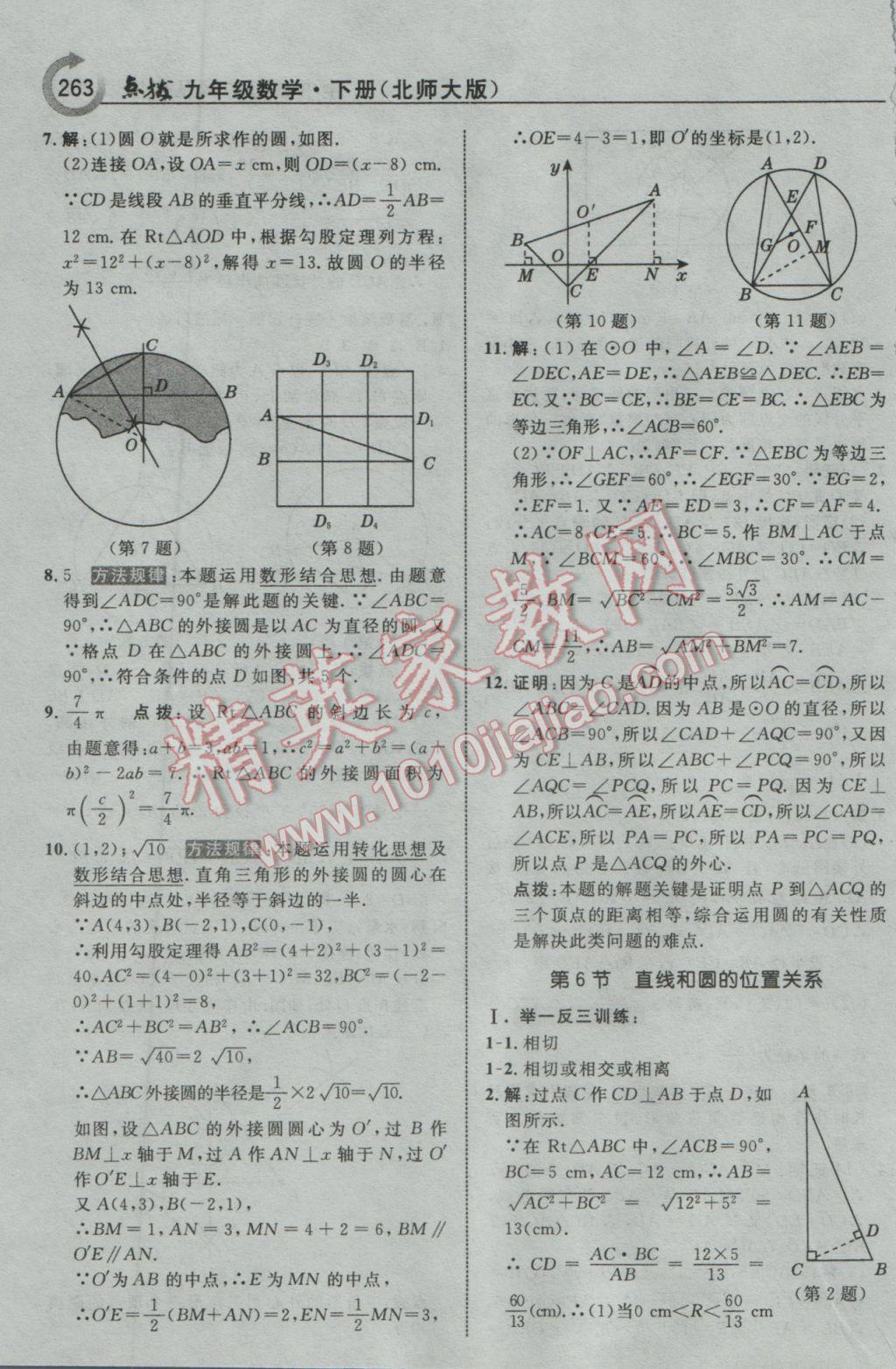 2017年特高級(jí)教師點(diǎn)撥九年級(jí)數(shù)學(xué)下冊(cè)北師大版 參考答案第49頁