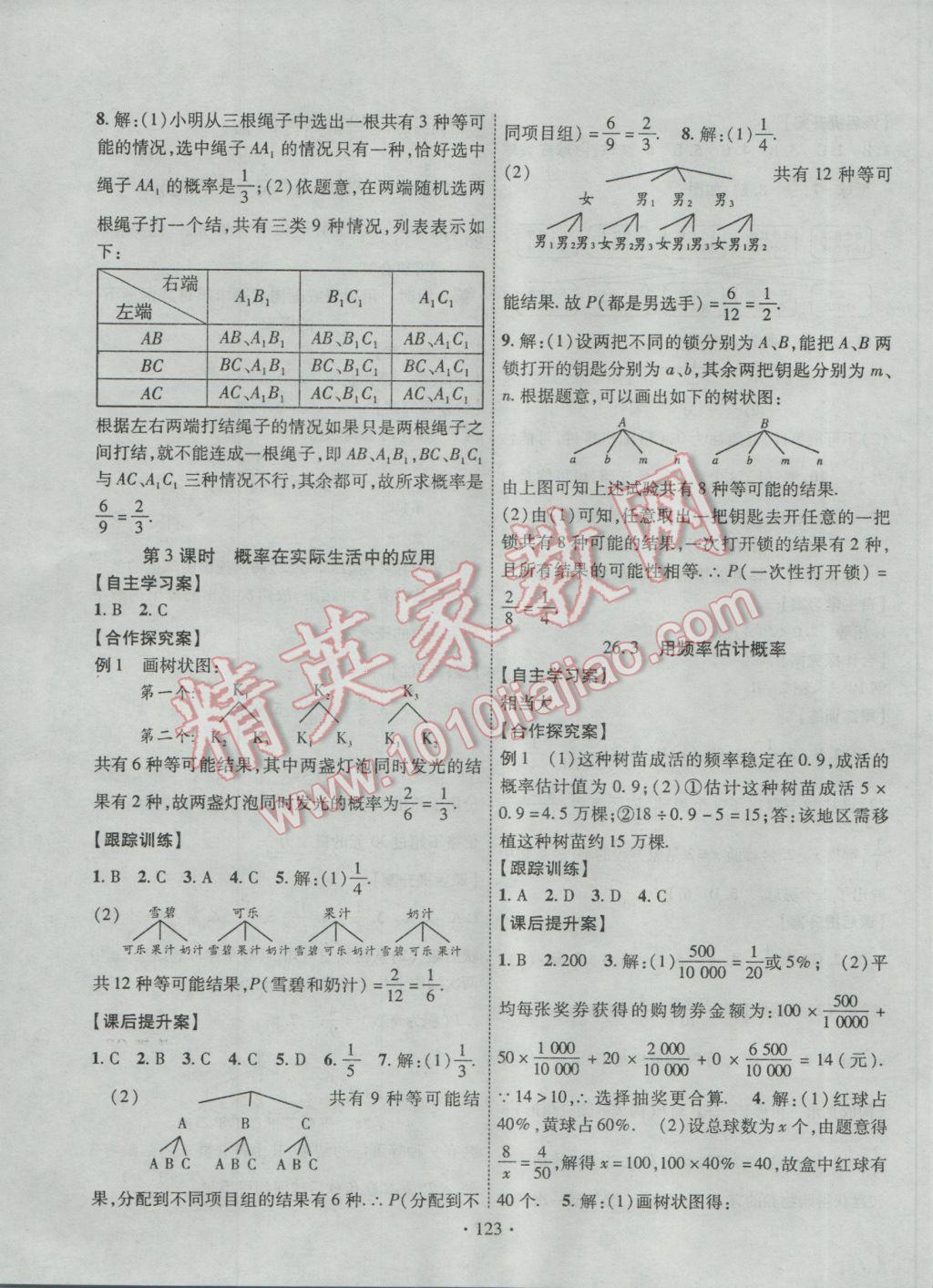 2017年課堂導(dǎo)練1加5九年級(jí)數(shù)學(xué)下冊(cè)滬科版 參考答案第15頁(yè)