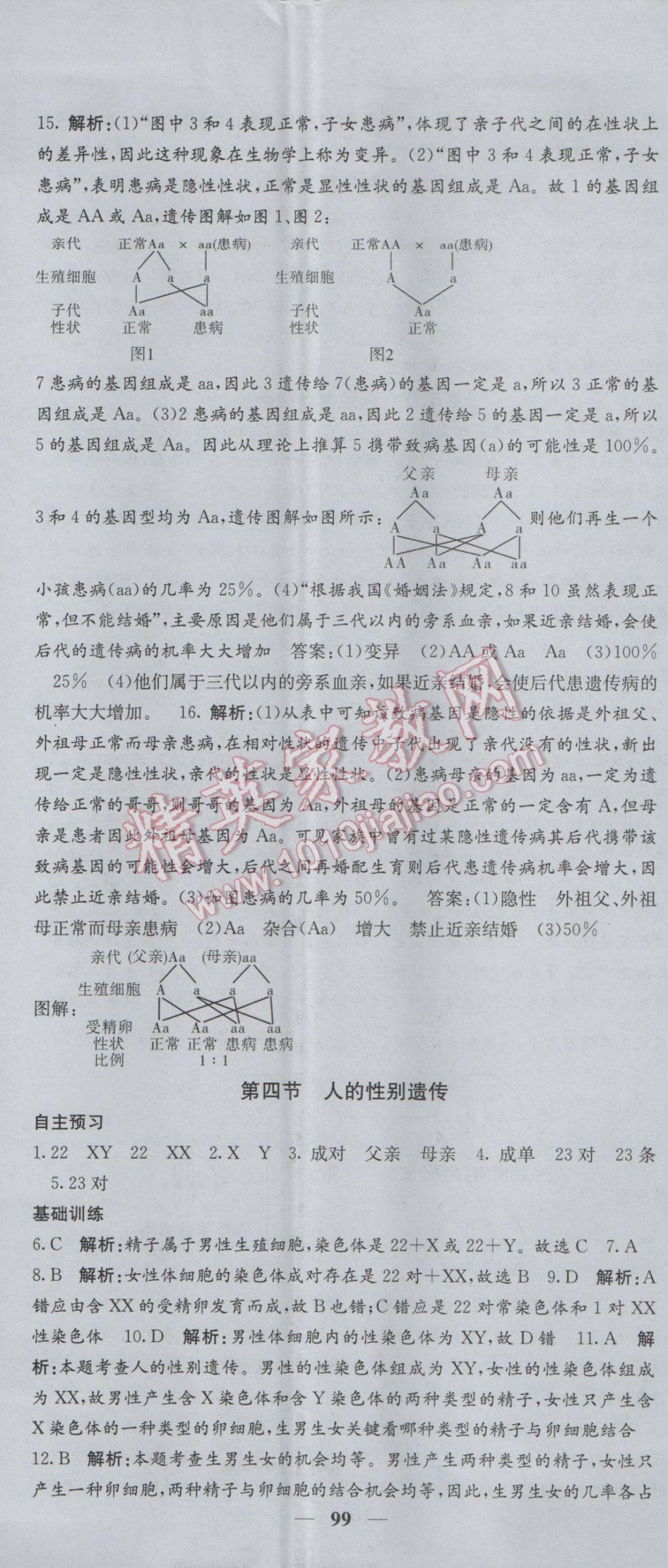 2017年課堂點睛八年級生物下冊人教版 參考答案第8頁