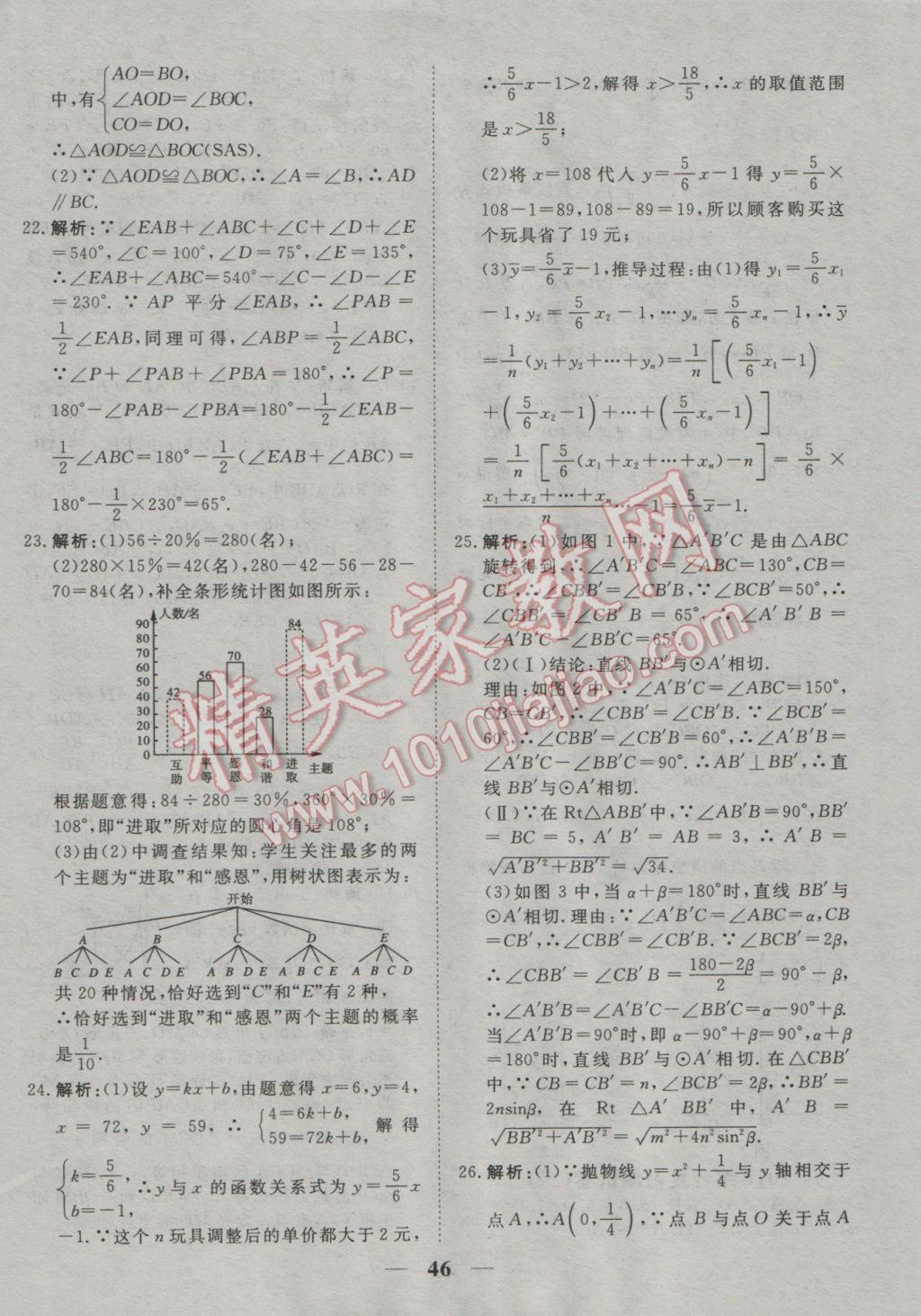 2017年中考試題專題訓(xùn)練數(shù)學(xué) 參考答案第46頁