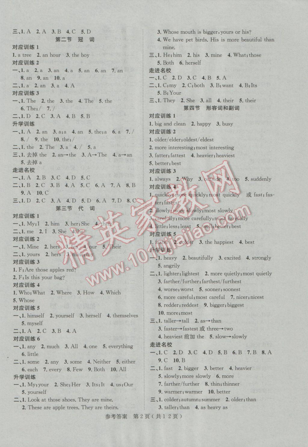 2017年小考总动员英语 参考答案第2页