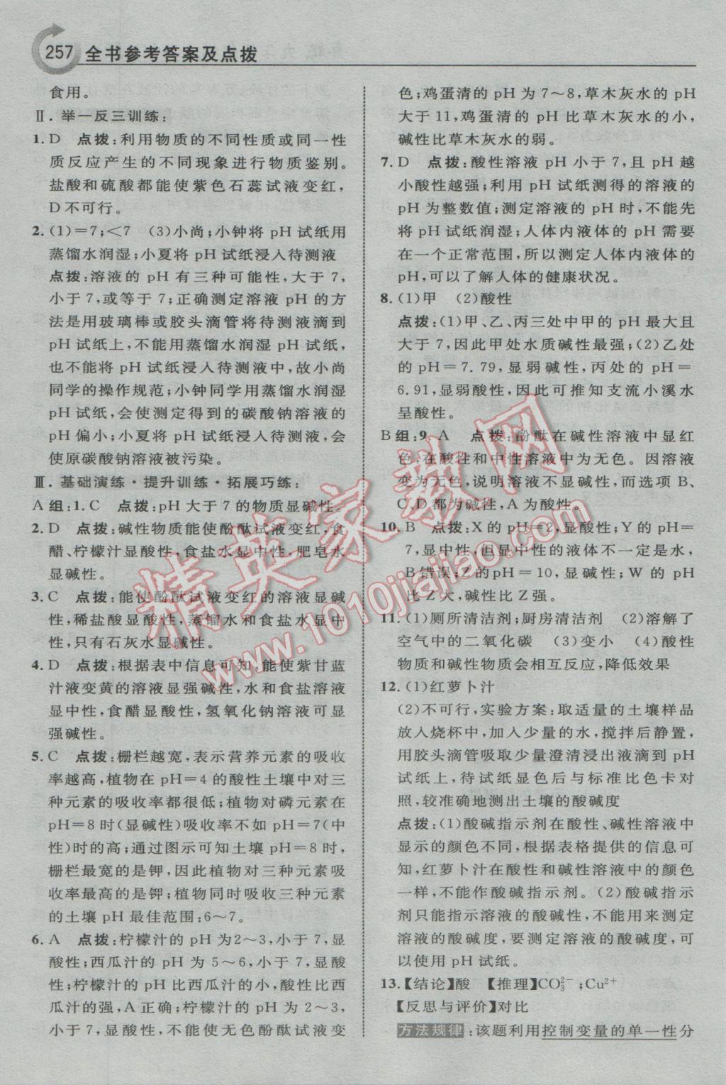 2017年特高級(jí)教師點(diǎn)撥九年級(jí)化學(xué)下冊(cè)科學(xué)版 參考答案第27頁(yè)