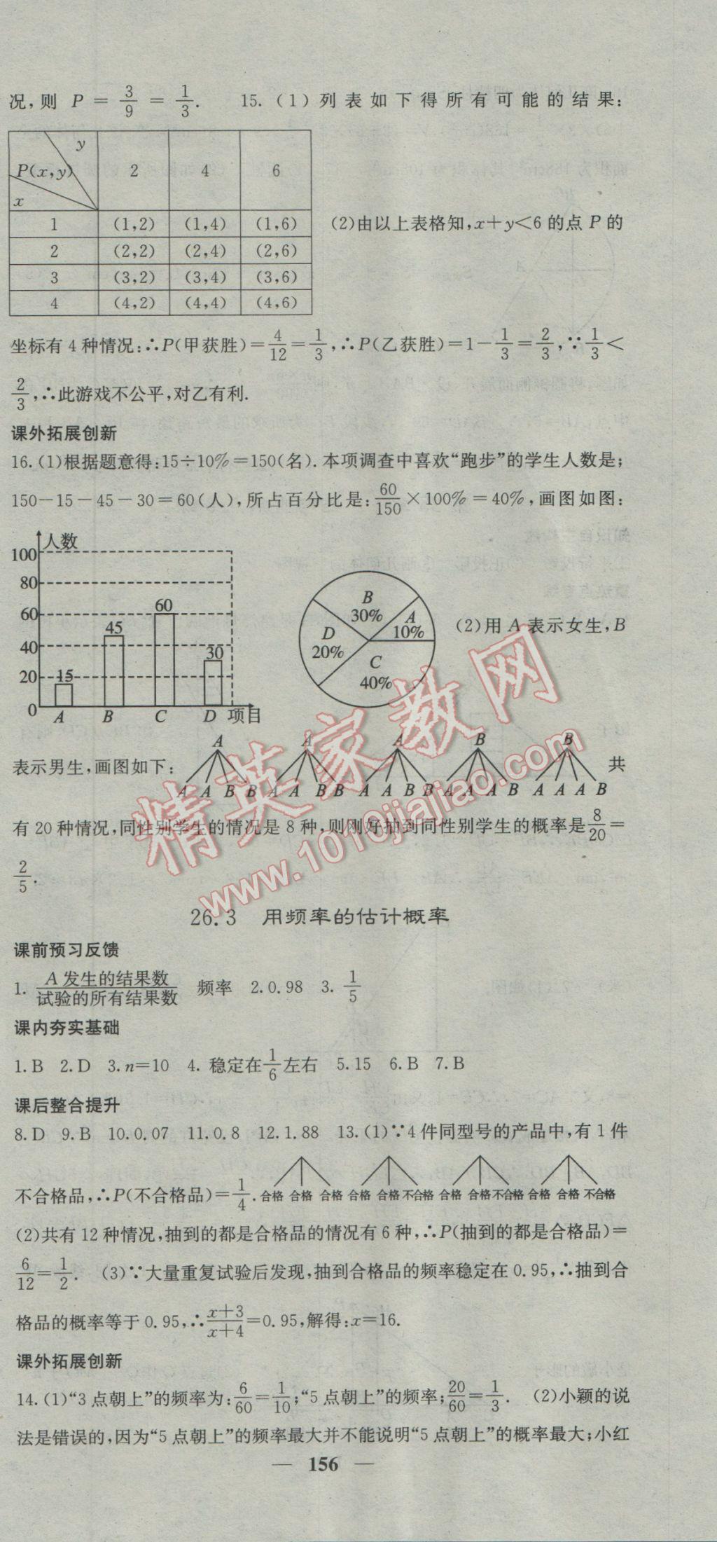 2017年名校課堂內(nèi)外九年級(jí)數(shù)學(xué)下冊(cè)滬科版 參考答案第36頁(yè)