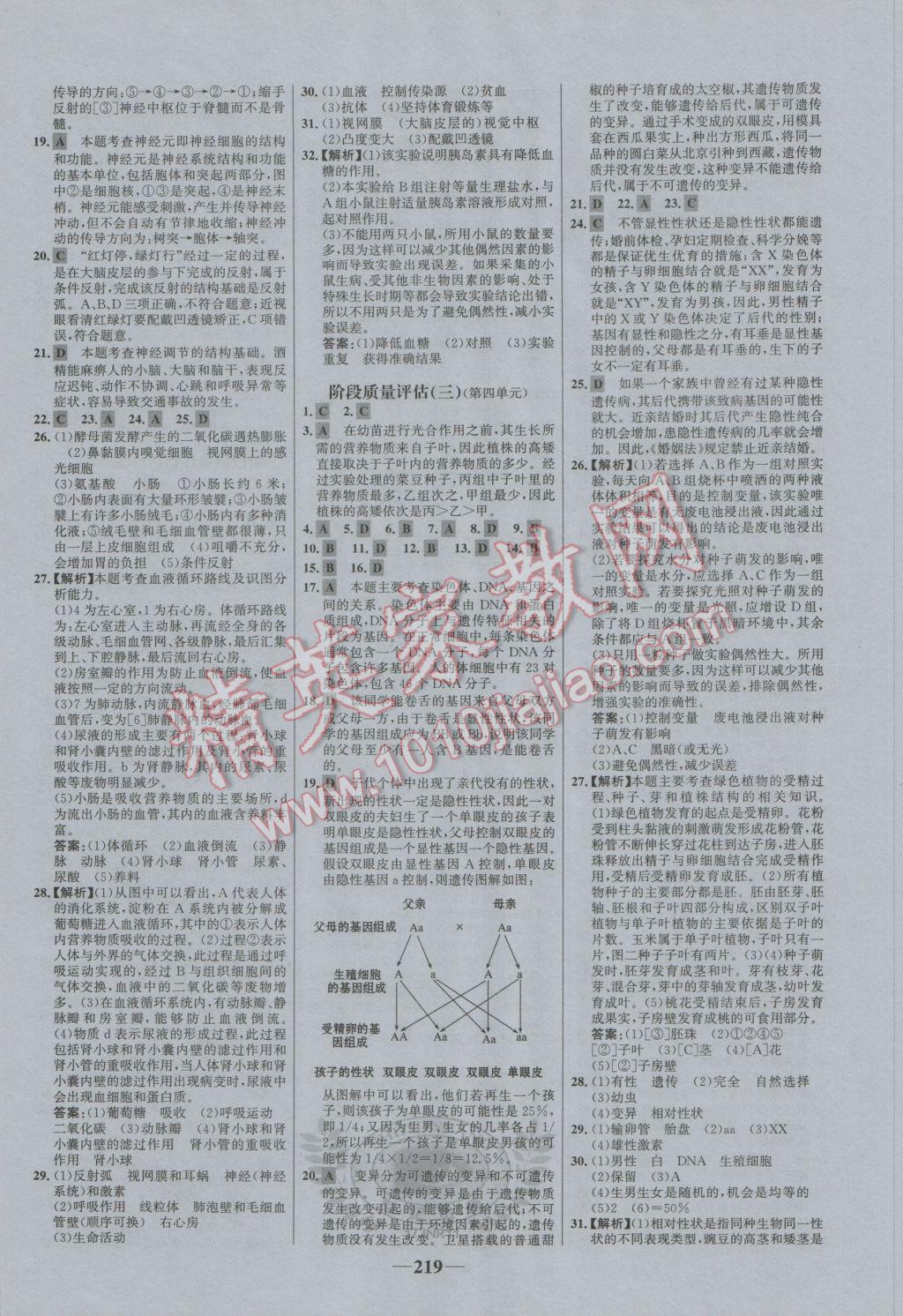 2017年世紀(jì)金榜初中全程復(fù)習(xí)方略生物濟(jì)南版 參考答案第31頁