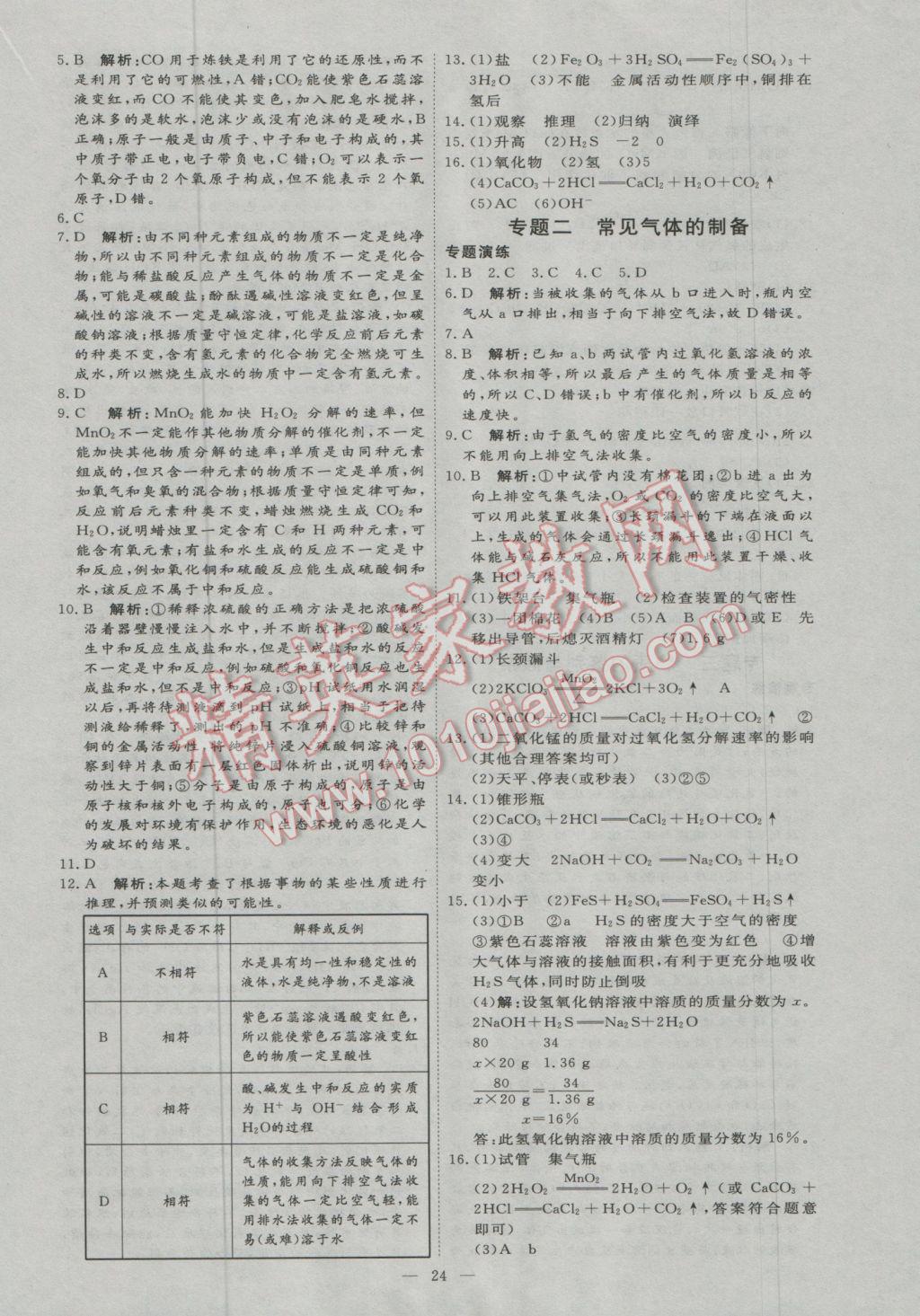 2017年优加学案赢在中考化学东营专版 参考答案第24页