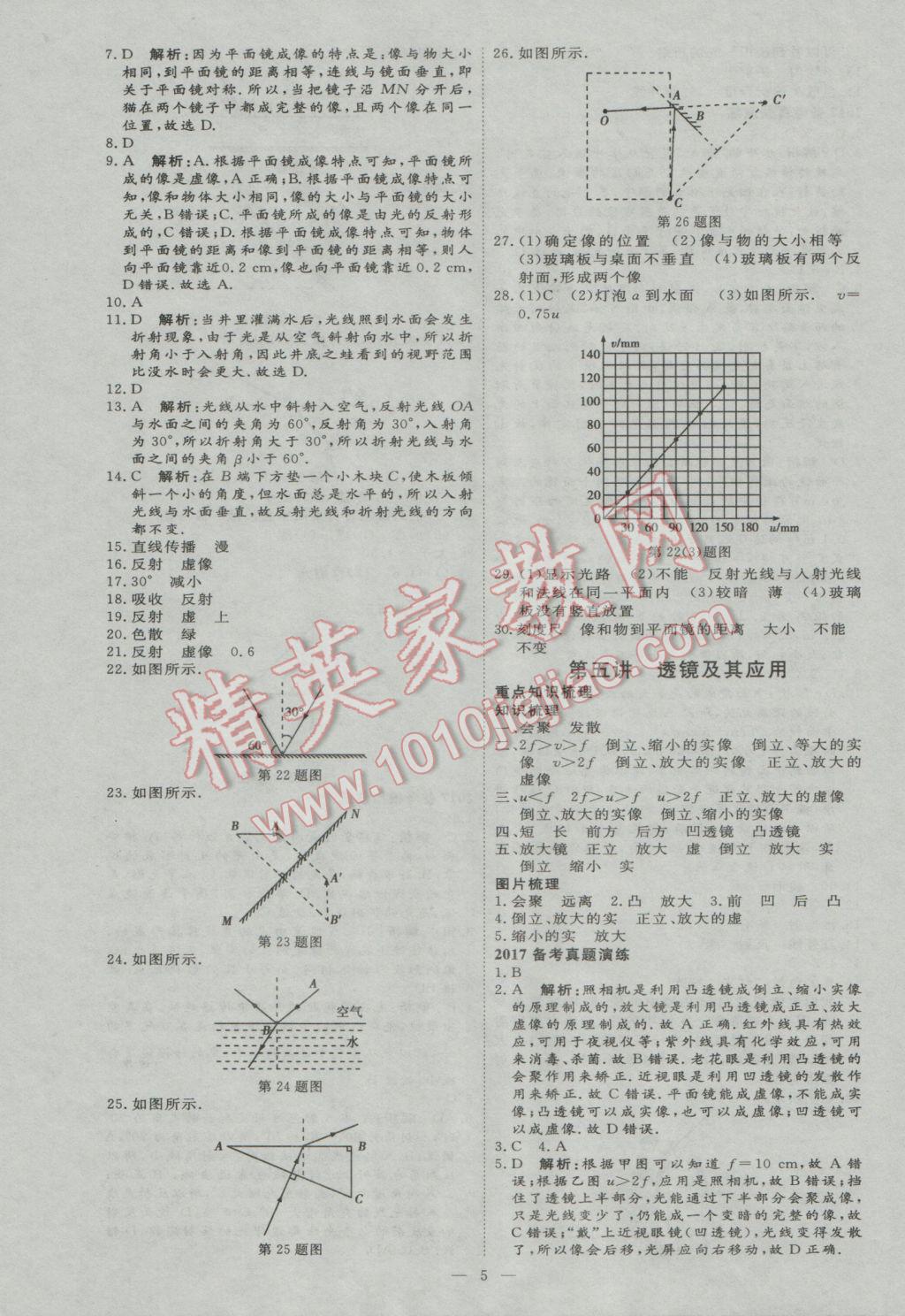 2017年優(yōu)加學(xué)案贏在中考物理東營專版 參考答案第5頁