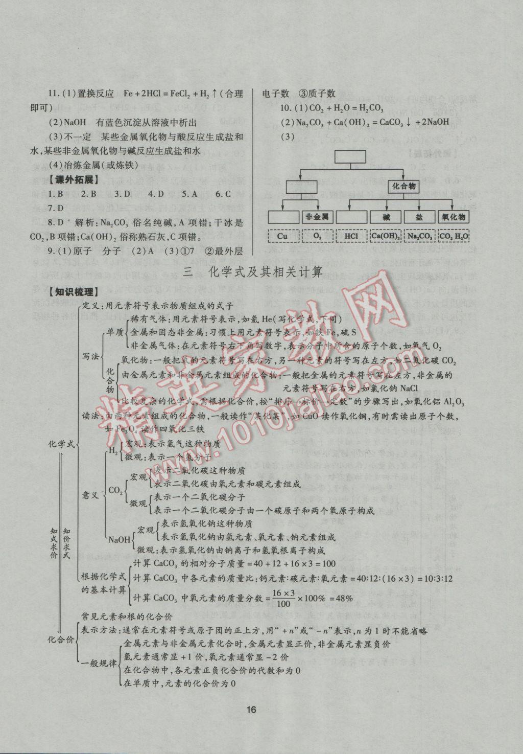 2017年山西省中考指導(dǎo)化學(xué) 參考答案第16頁(yè)