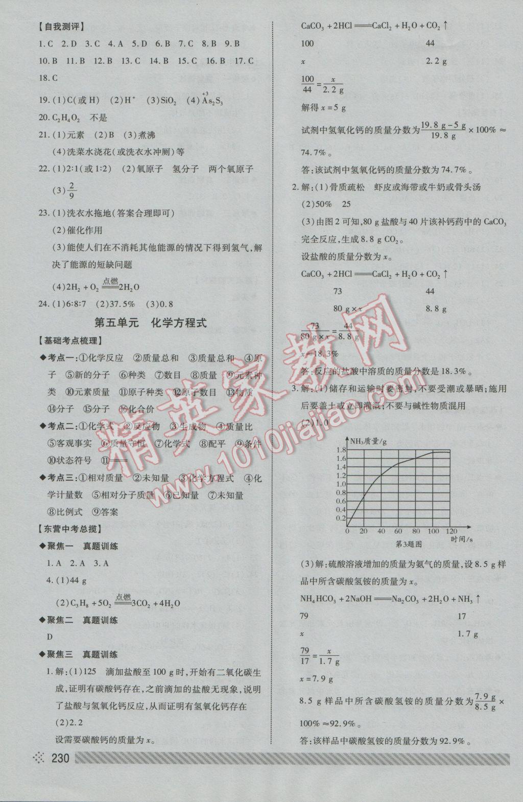 2017年东营中考全程导航初中总复习化学 参考答案第5页