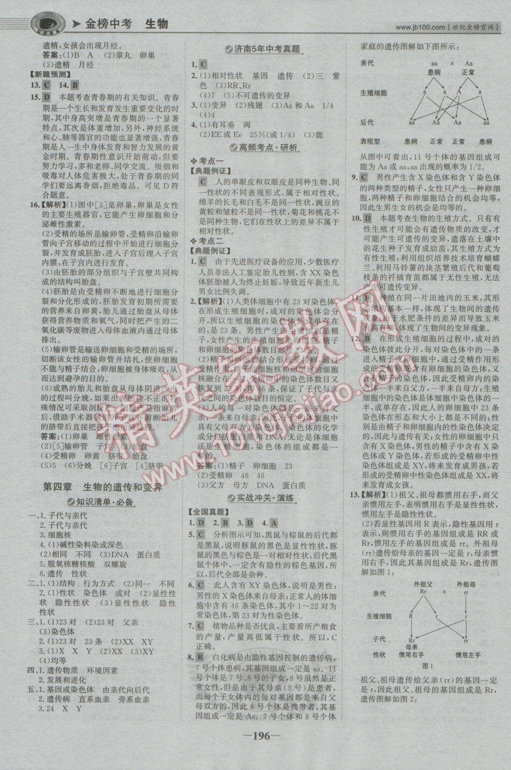 2017年世紀(jì)金榜金榜中考初中學(xué)業(yè)水平測(cè)試生物濟(jì)南版濟(jì)南專(zhuān)版 參考答案第17頁(yè)