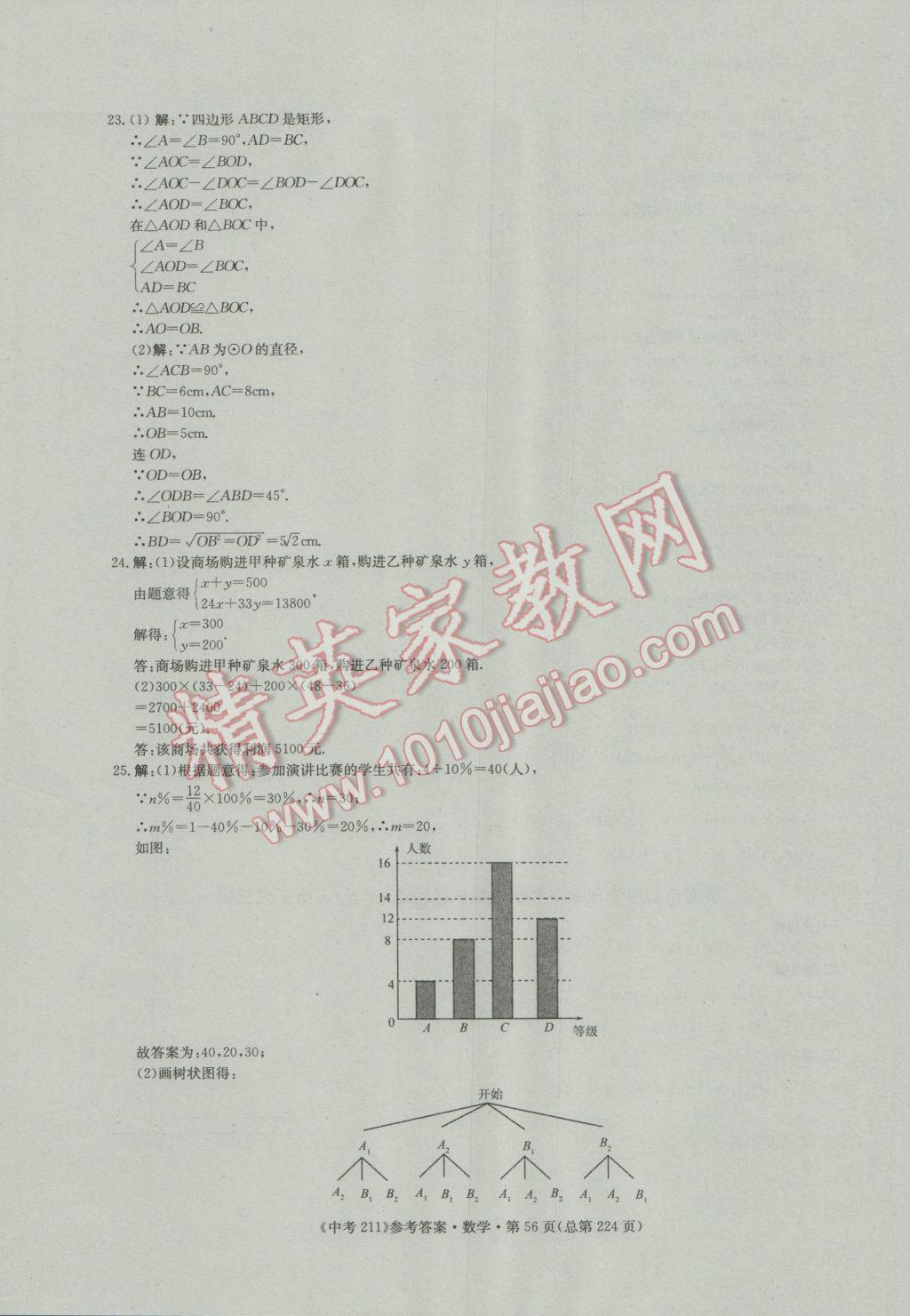 2017年中考211數(shù)學(xué)濟(jì)南專版 參考答案第56頁