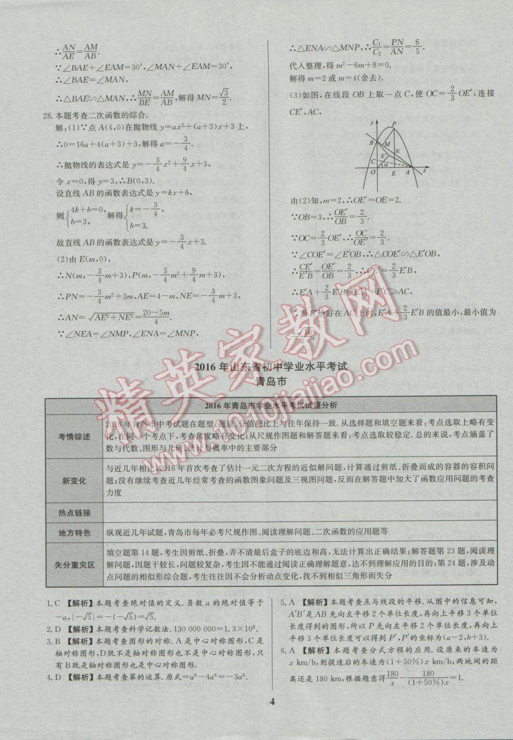 2017年智樂(lè)文化山東省初中學(xué)業(yè)水平考試專(zhuān)用中考真題匯編數(shù)學(xué) 參考答案第5頁(yè)