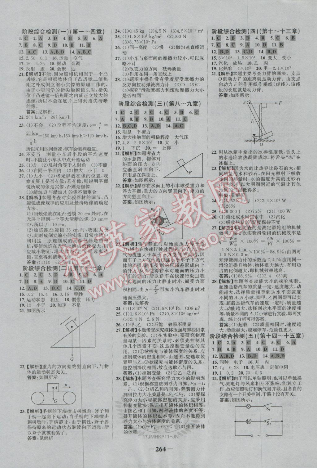 2017年世紀金榜金榜中考初中學業(yè)水平測試物理滬科版濟南專版 參考答案第30頁