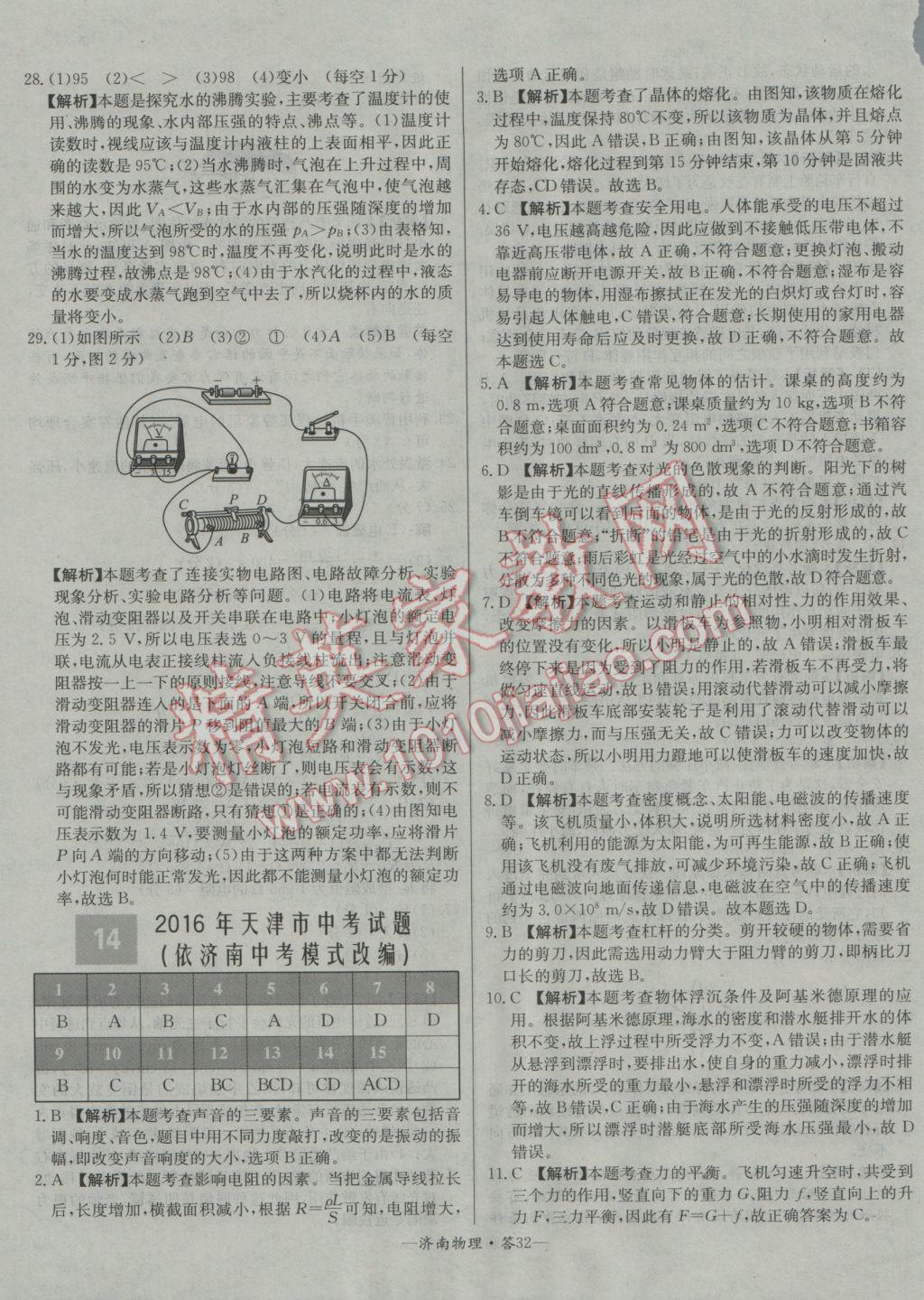 2017年天利38套濟(jì)南市中考試題精選物理 參考答案第32頁(yè)