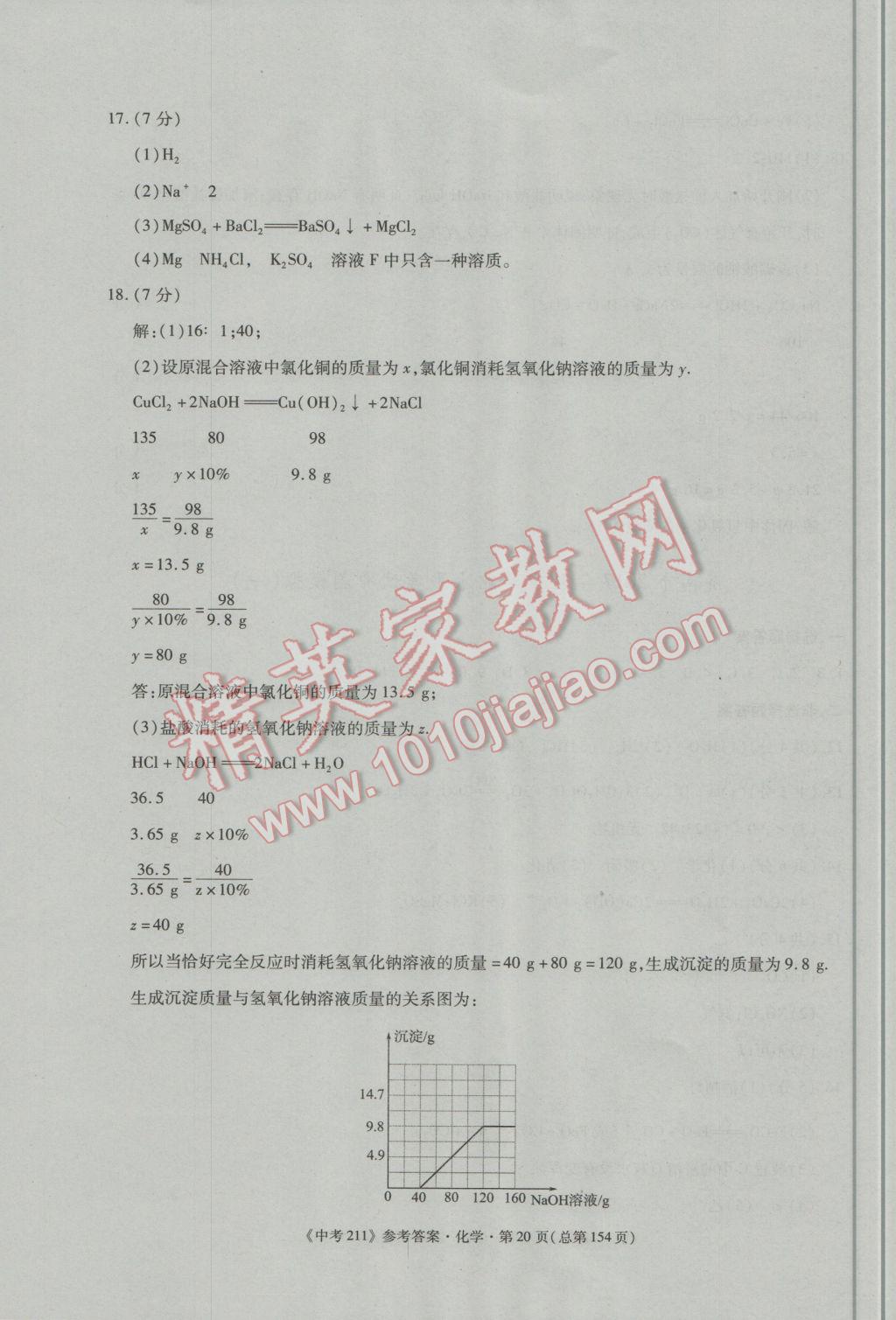 2017年中考211化學(xué)濟(jì)南專版 參考答案第20頁