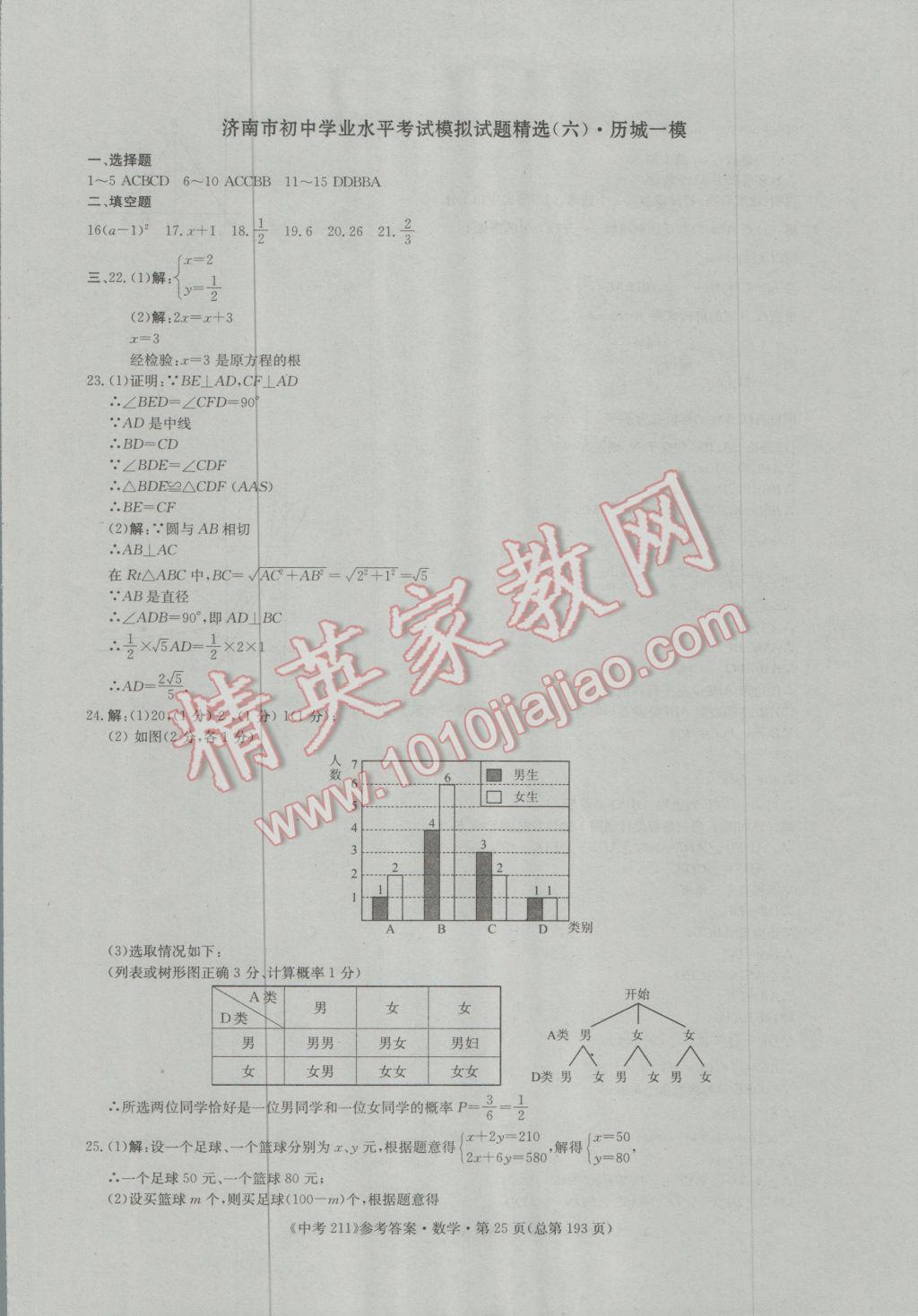 2017年中考211数学济南专版 参考答案第25页