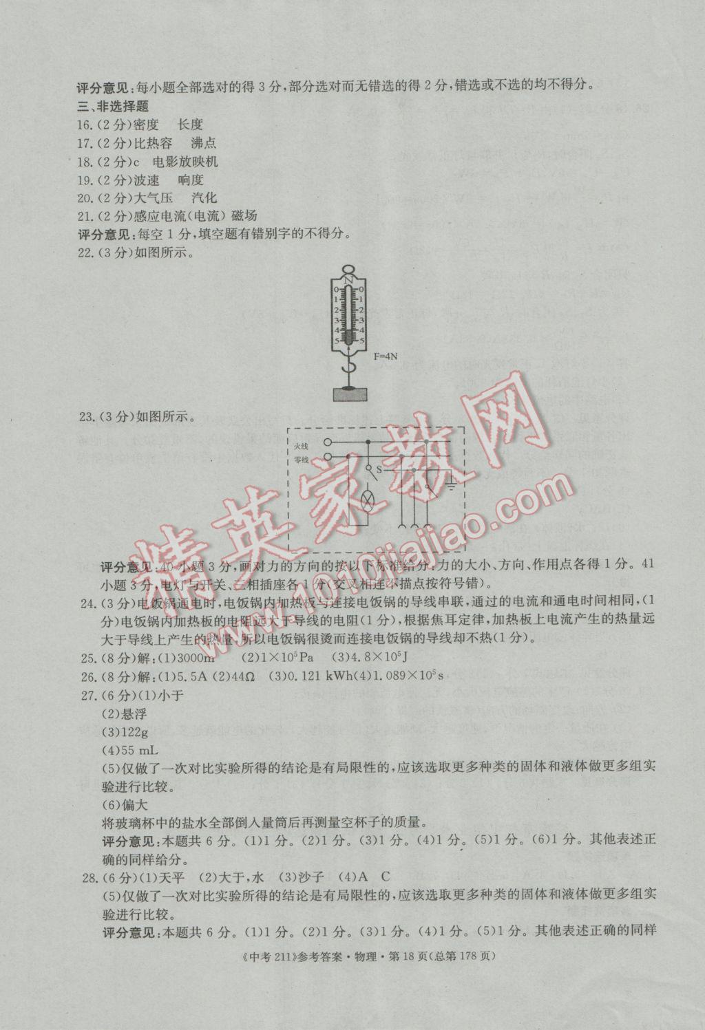 2017年中考211物理濟(jì)南專版 參考答案第18頁