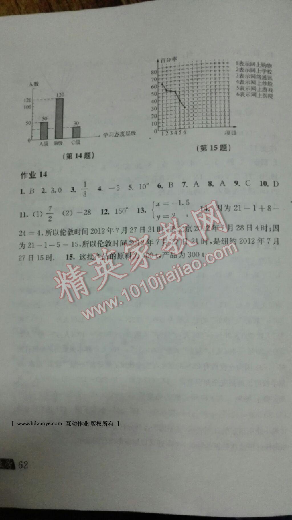 2017年寒假作業(yè)七年級數(shù)學(xué)滬科版上?？茖W(xué)技術(shù)出版社 第209頁