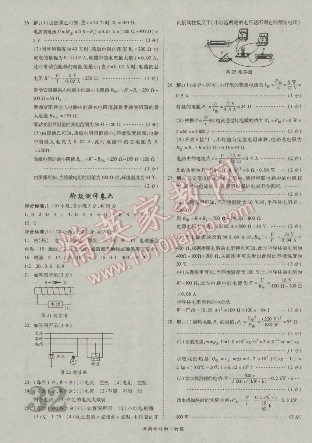 2017年云南中考面對(duì)面物理第13年第13版 參考答案第36頁(yè)