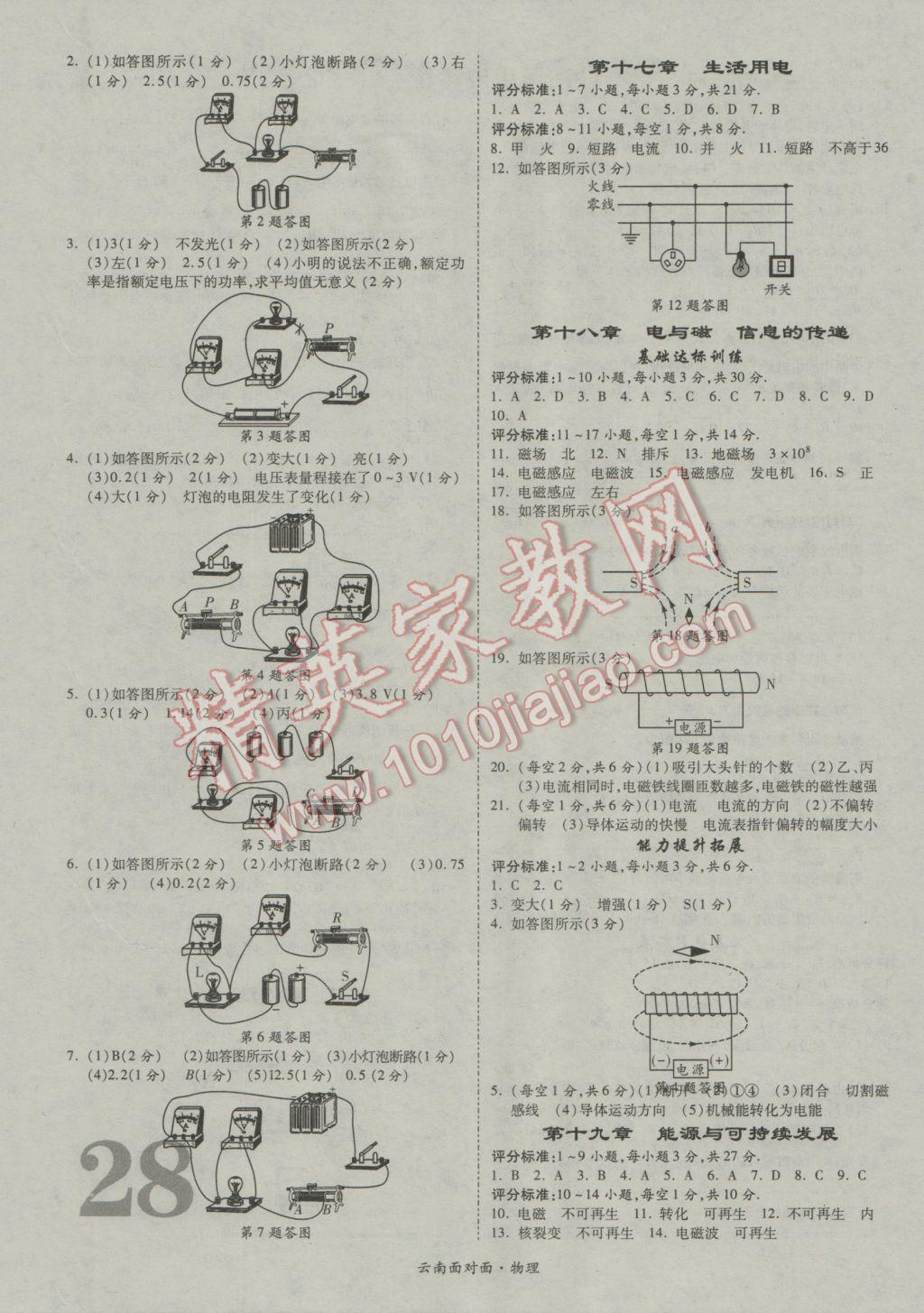 2017年云南中考面对面物理第13年第13版 参考答案第32页