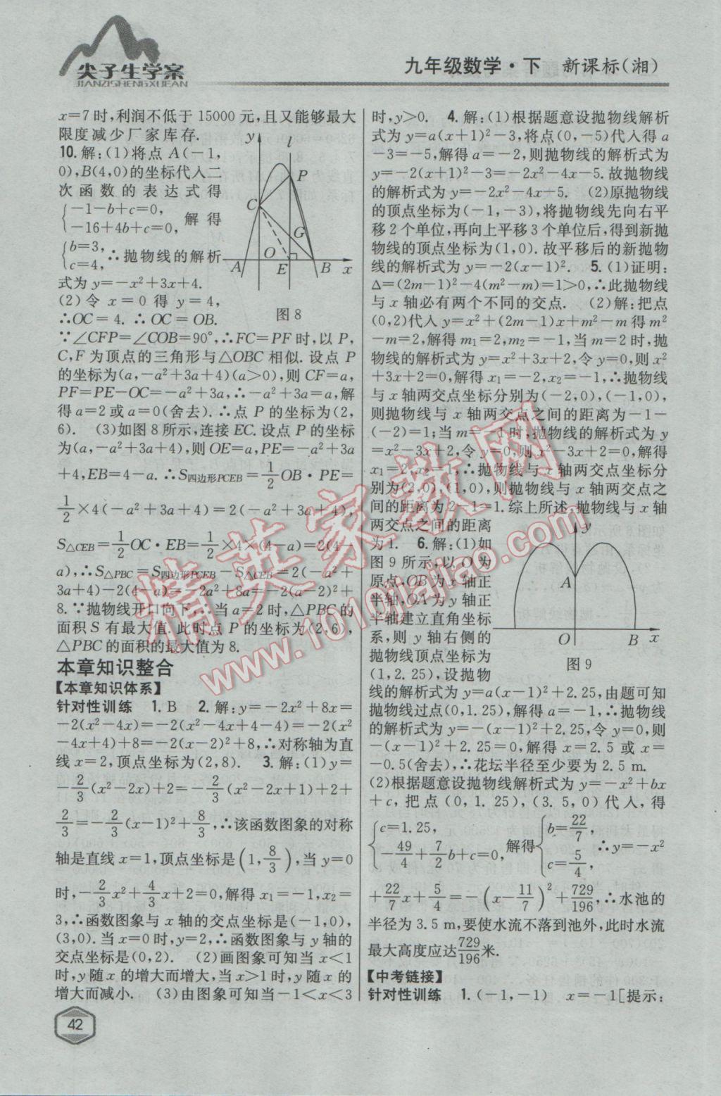 2017年尖子生學(xué)案九年級數(shù)學(xué)下冊湘教版 參考答案第8頁