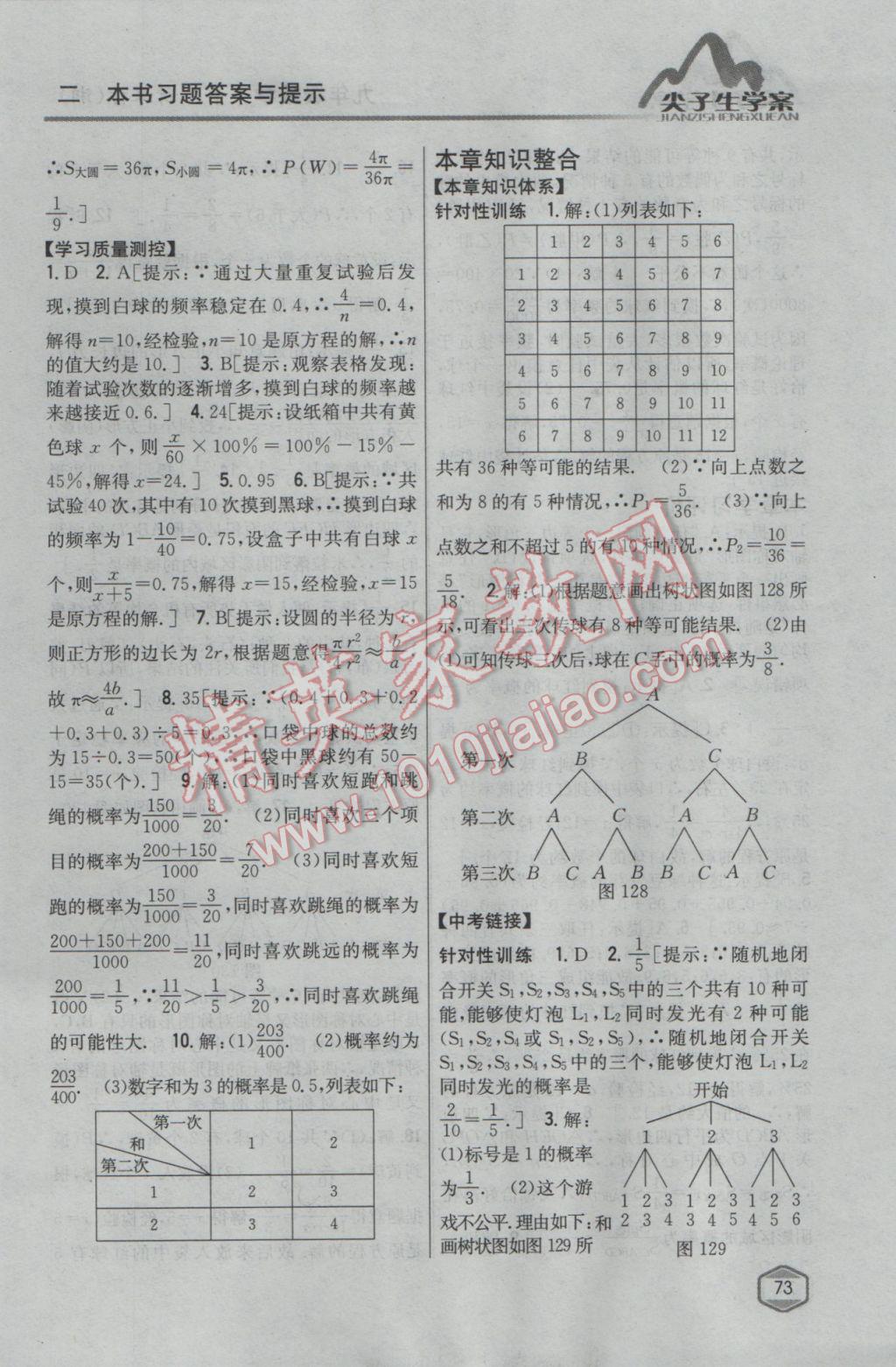 2017年尖子生學(xué)案九年級數(shù)學(xué)下冊湘教版 參考答案第39頁