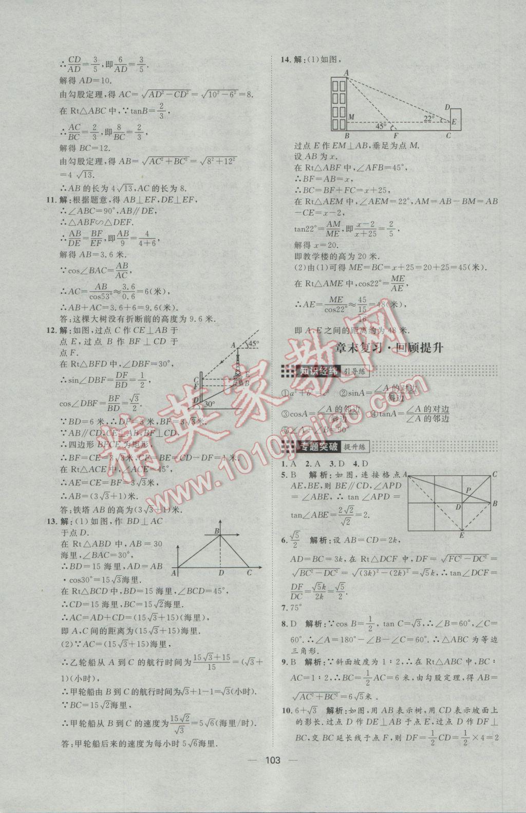 2017年練出好成績九年級數(shù)學下冊北師大版 參考答案第7頁