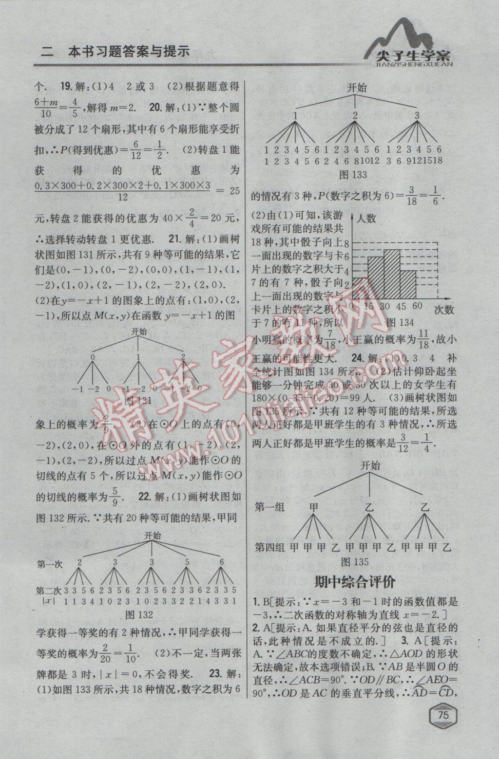 2017年尖子生学案九年级数学下册湘教版 参考答案第41页