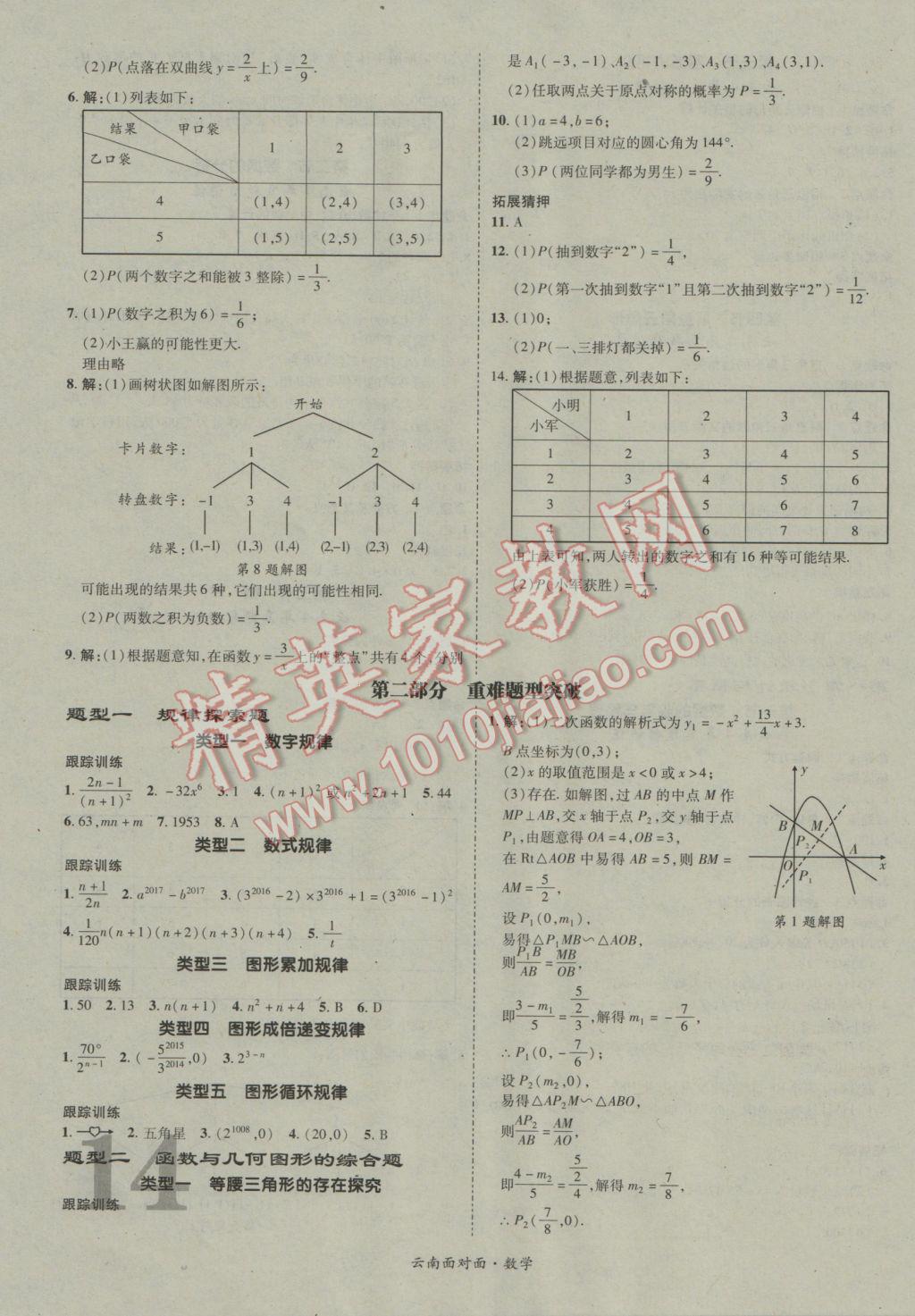 2017年云南中考面對面數(shù)學 參考答案第16頁