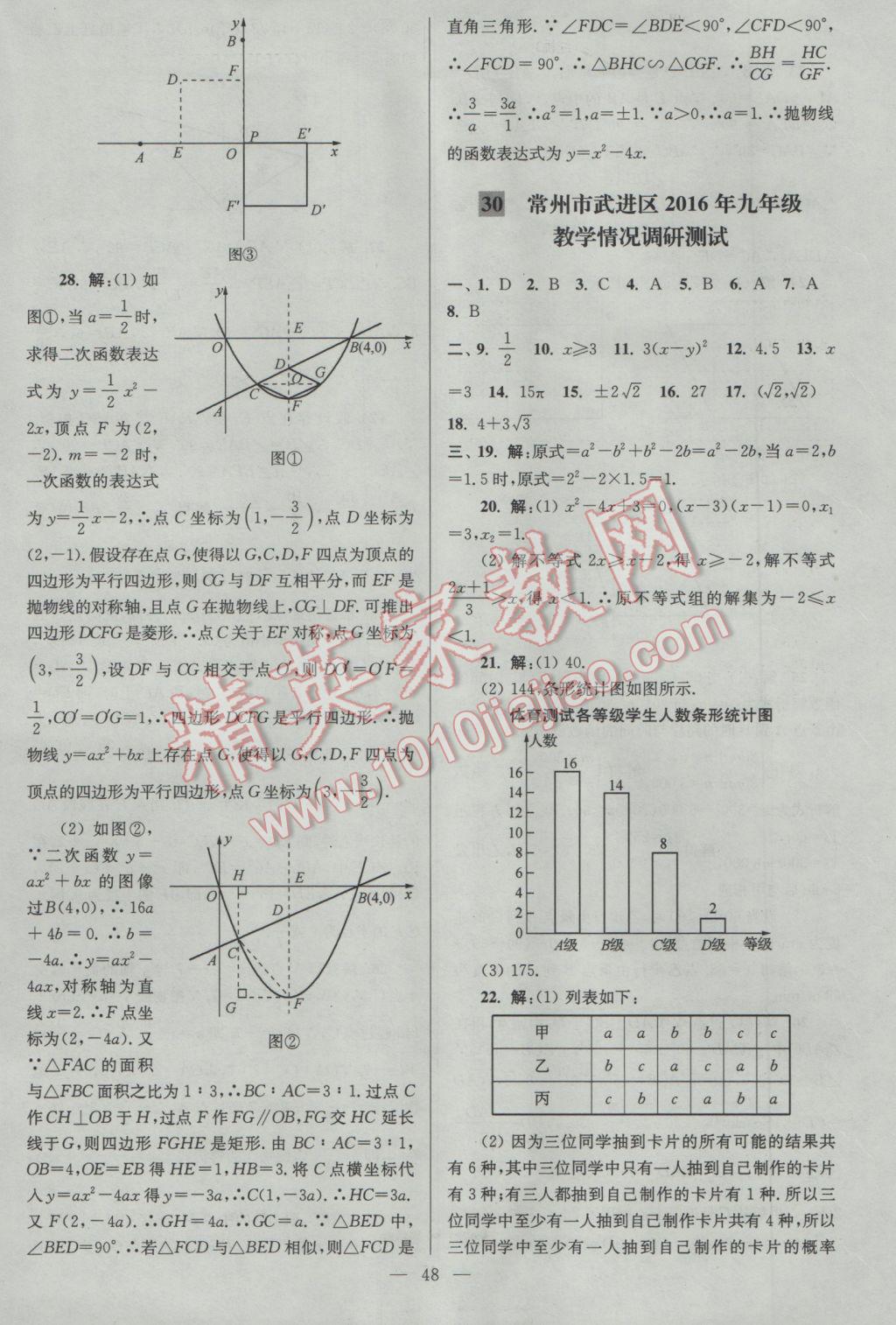 2017年亮點給力大試卷九年級數(shù)學(xué)下冊江蘇版 參考答案第48頁