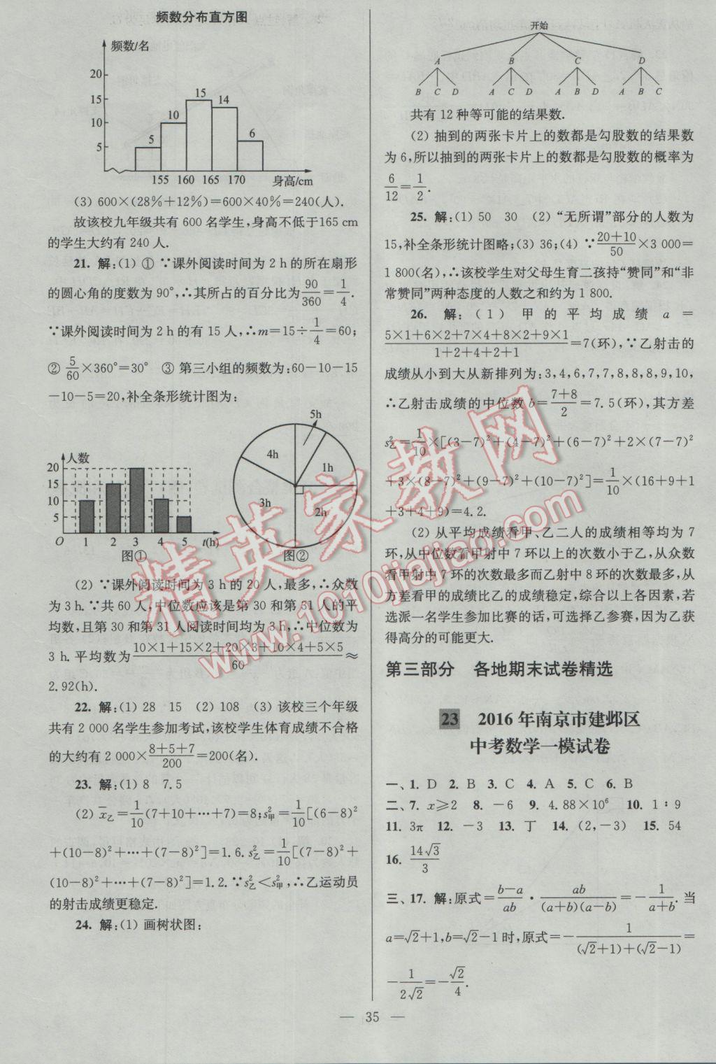 2017年亮點(diǎn)給力大試卷九年級(jí)數(shù)學(xué)下冊(cè)江蘇版 參考答案第35頁(yè)